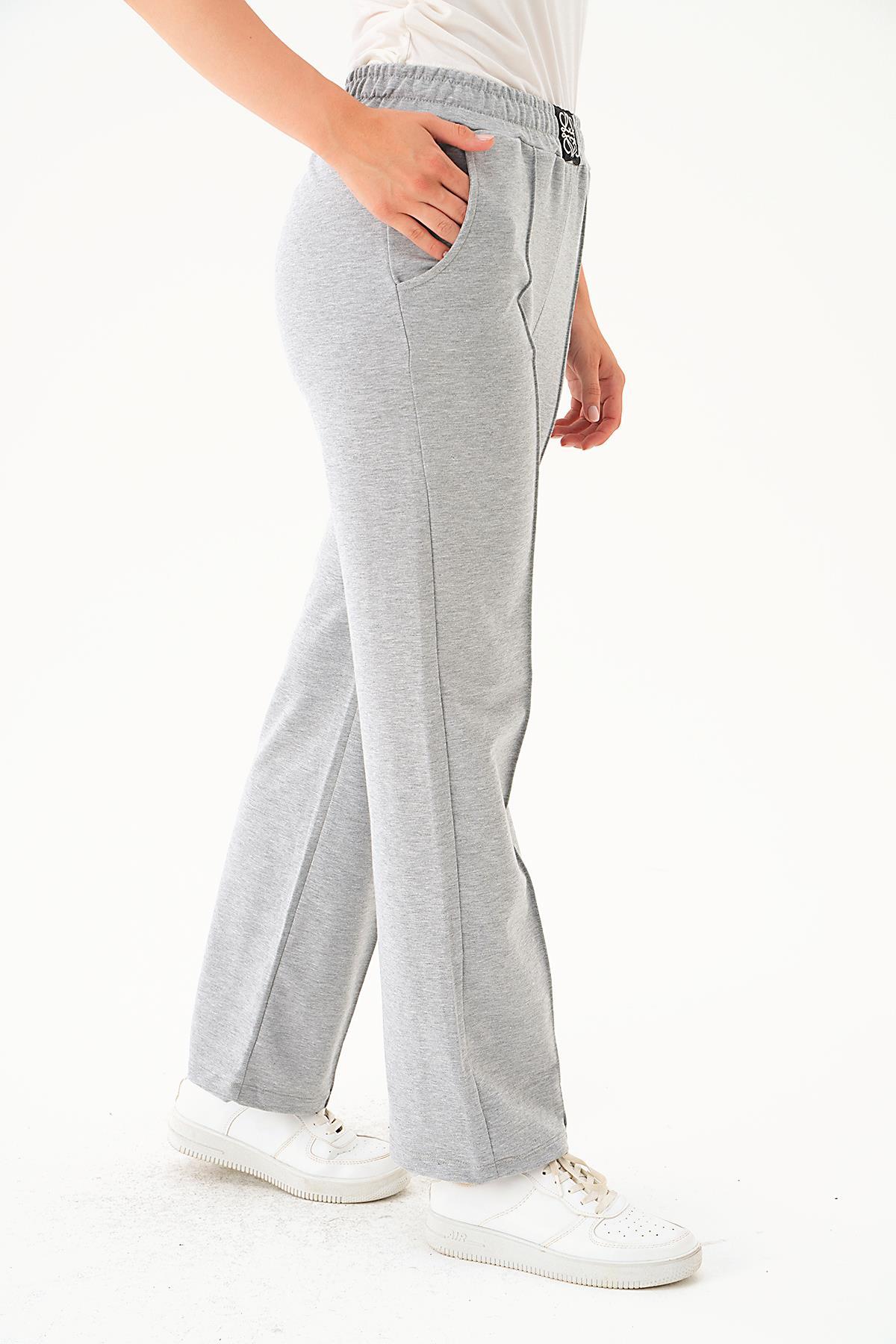 Gri Armalı Bol Paça Eşofman 9024M - 4