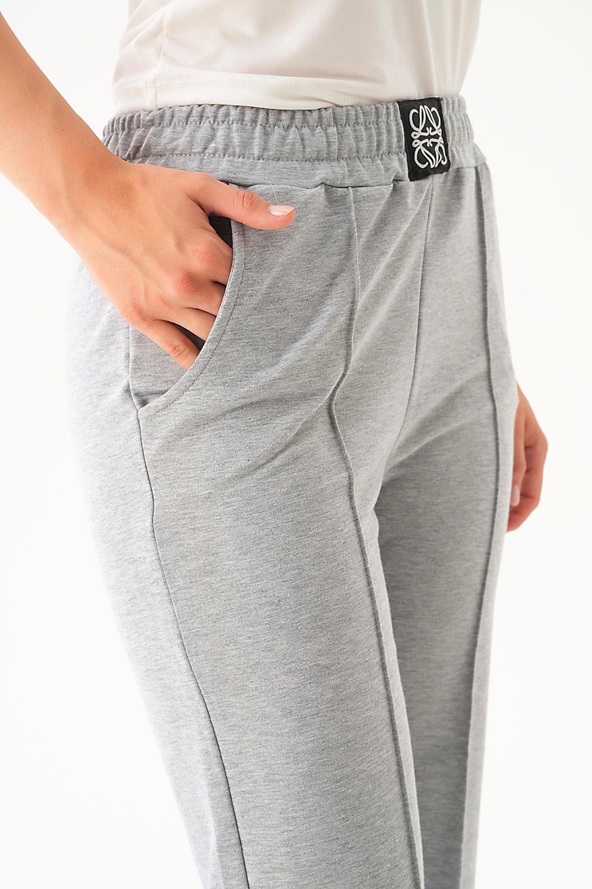 Gri Armalı Bol Paça Eşofman 9024M - 6