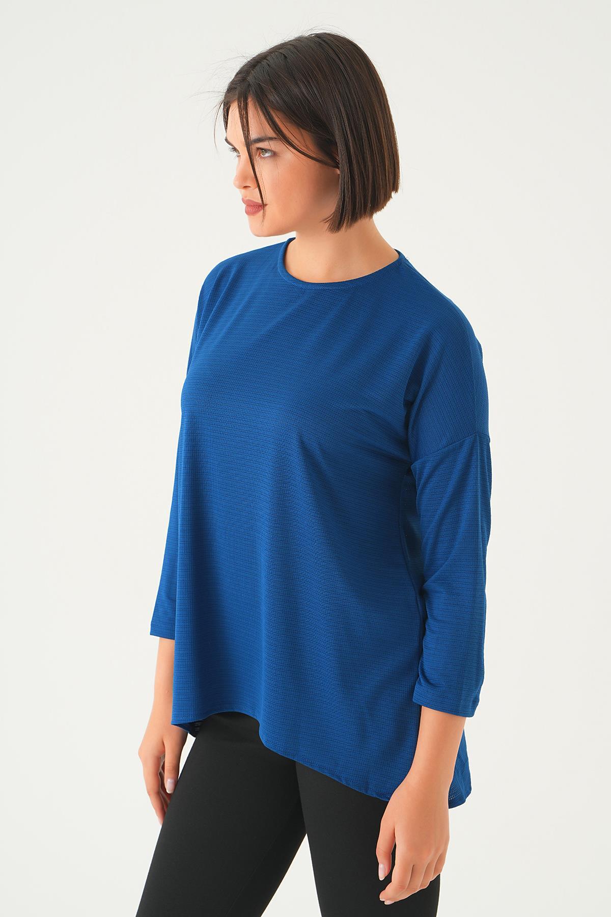 İndigo Arkası Düğmeli Bluz 9027M - 4