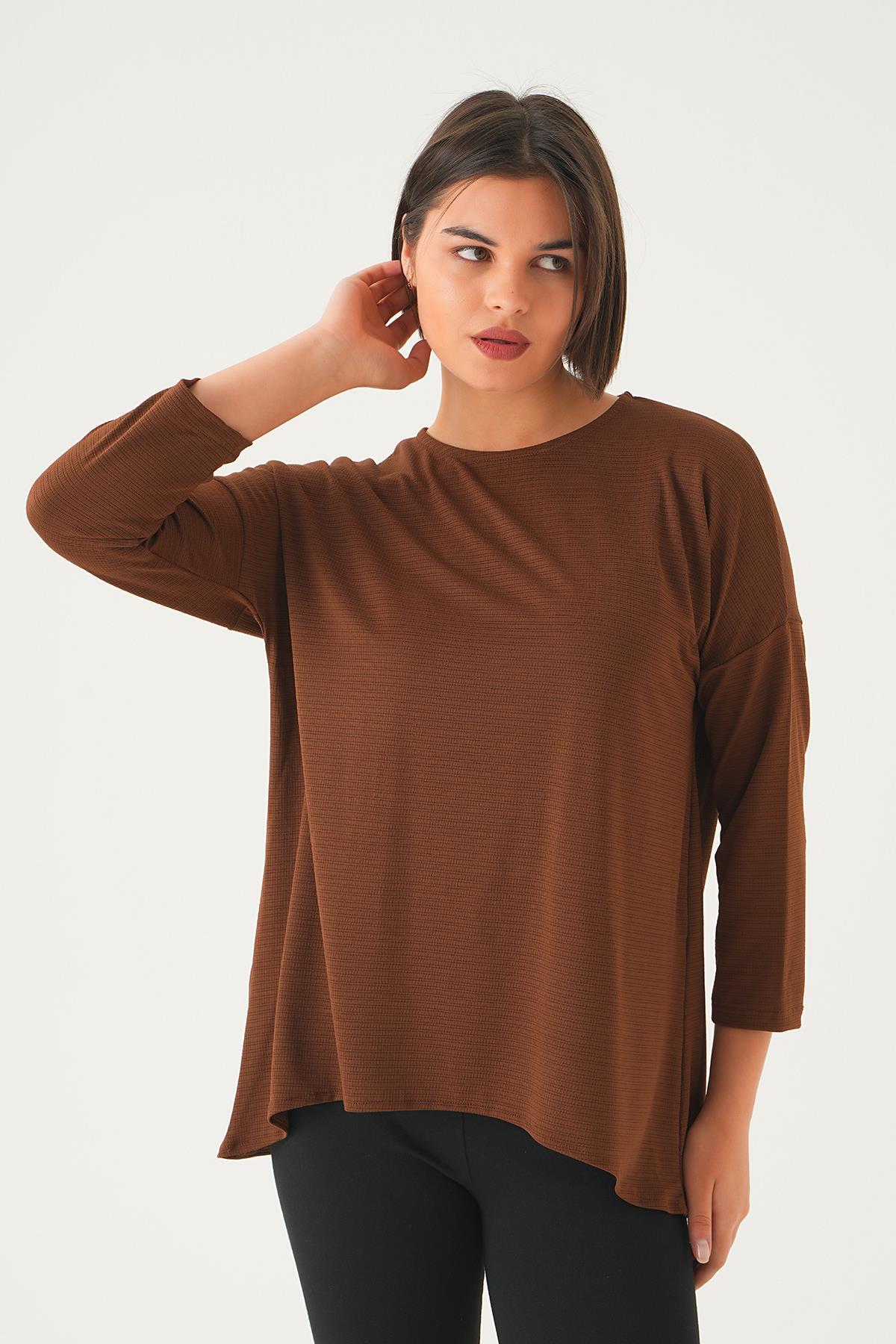 Kahve Arkası Düğmeli Bluz 9027M - 2