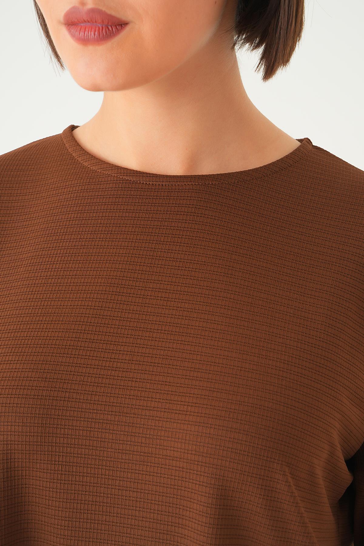 Kahve Arkası Düğmeli Bluz 9027M - 5