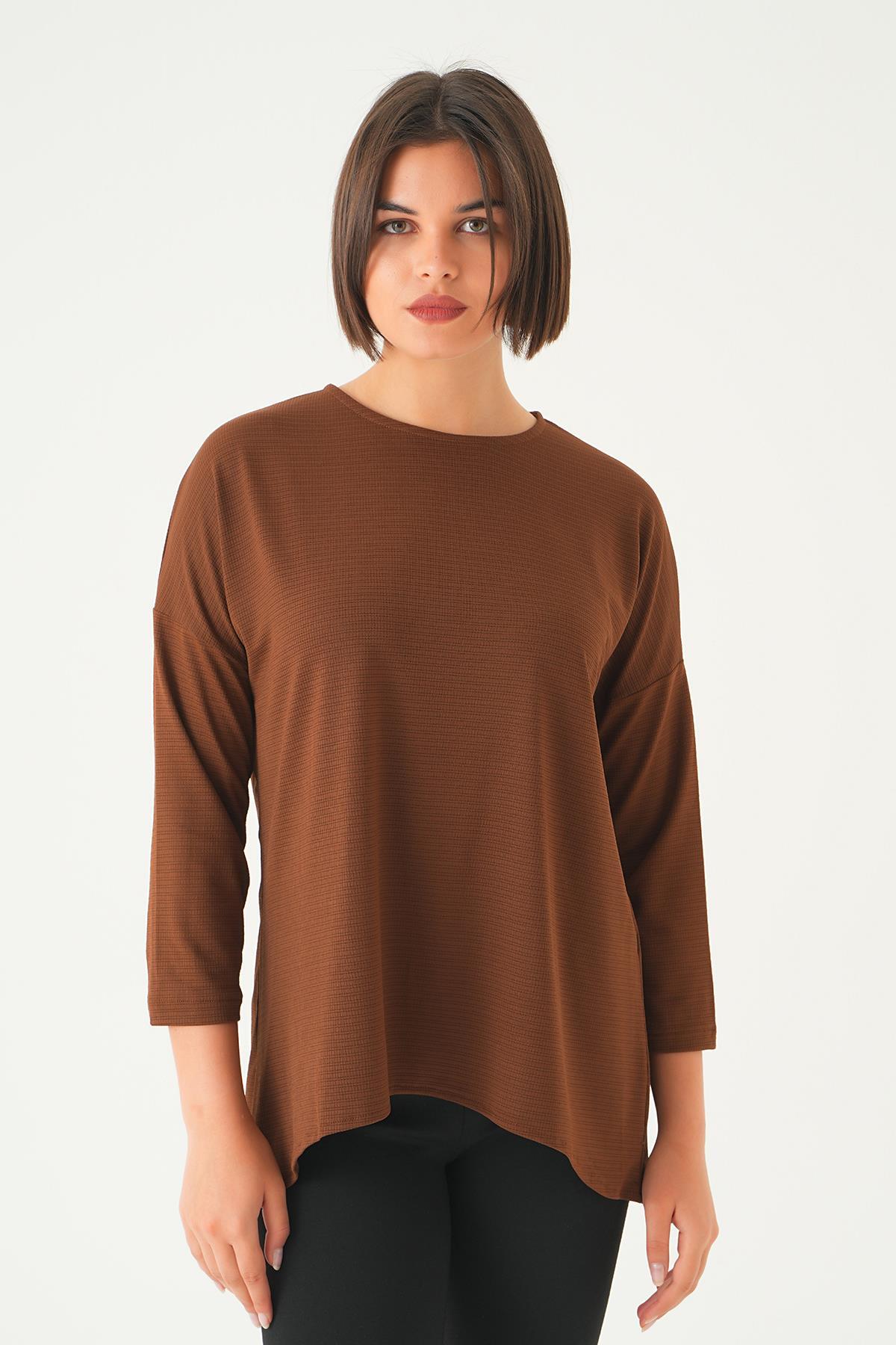 Kahve Arkası Düğmeli Bluz 9027M - 6