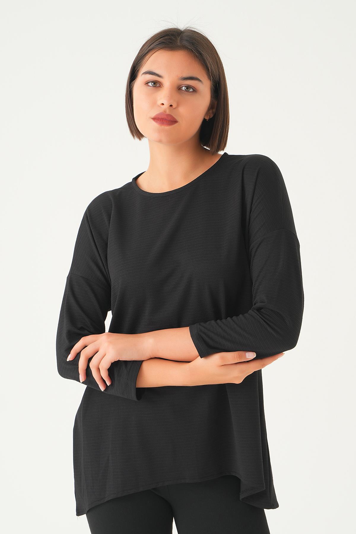 Siyah Arkası Düğmeli Bluz 9027M - 2