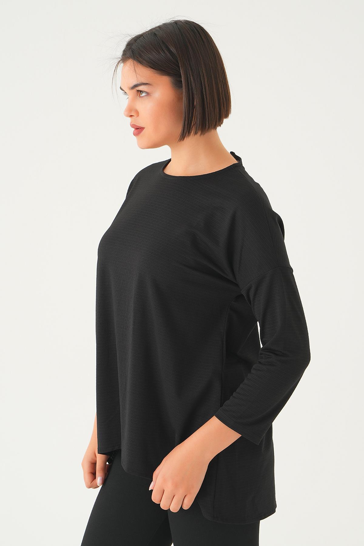 Siyah Arkası Düğmeli Bluz 9027M - 4
