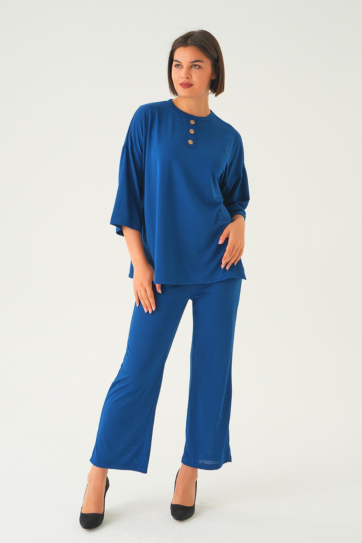 İndigo Bisiklet Yaka Pantolon Takım 9028M - 2
