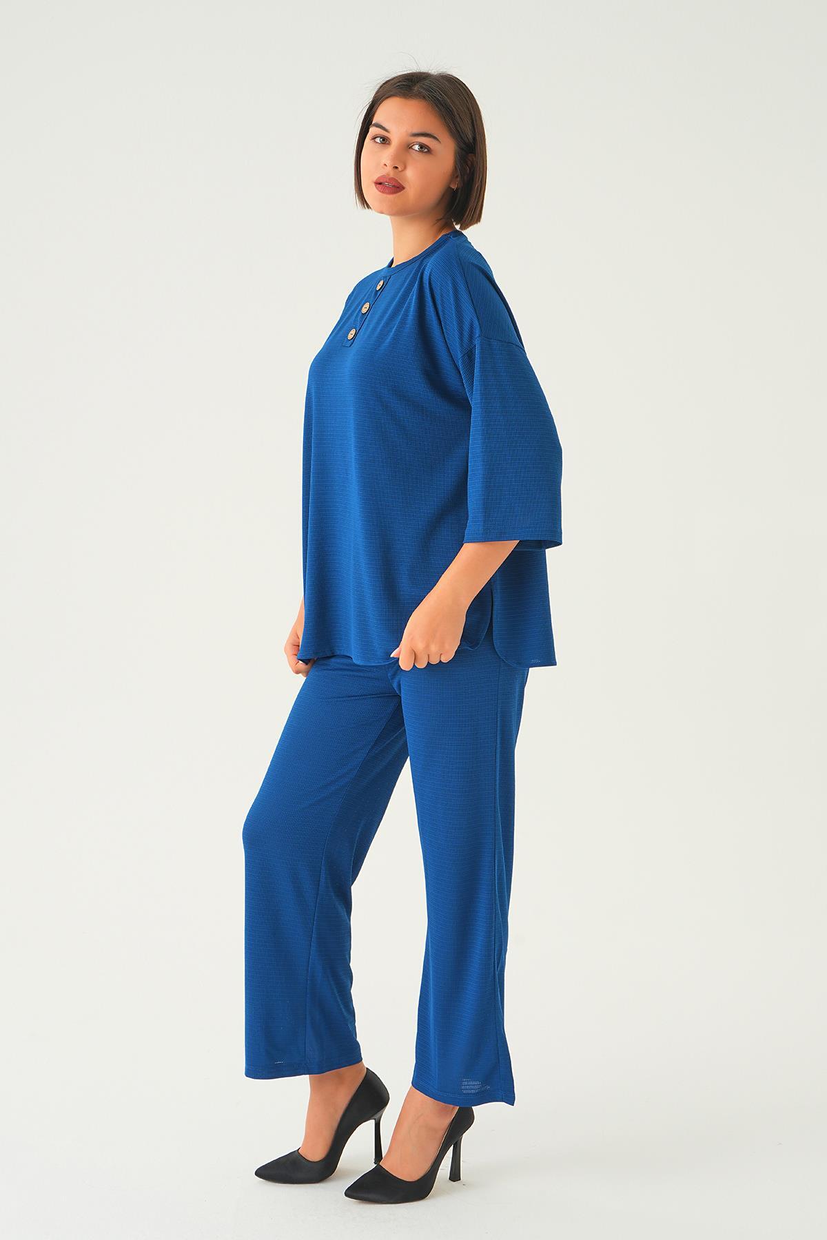 İndigo Bisiklet Yaka Pantolon Takım 9028M - 3