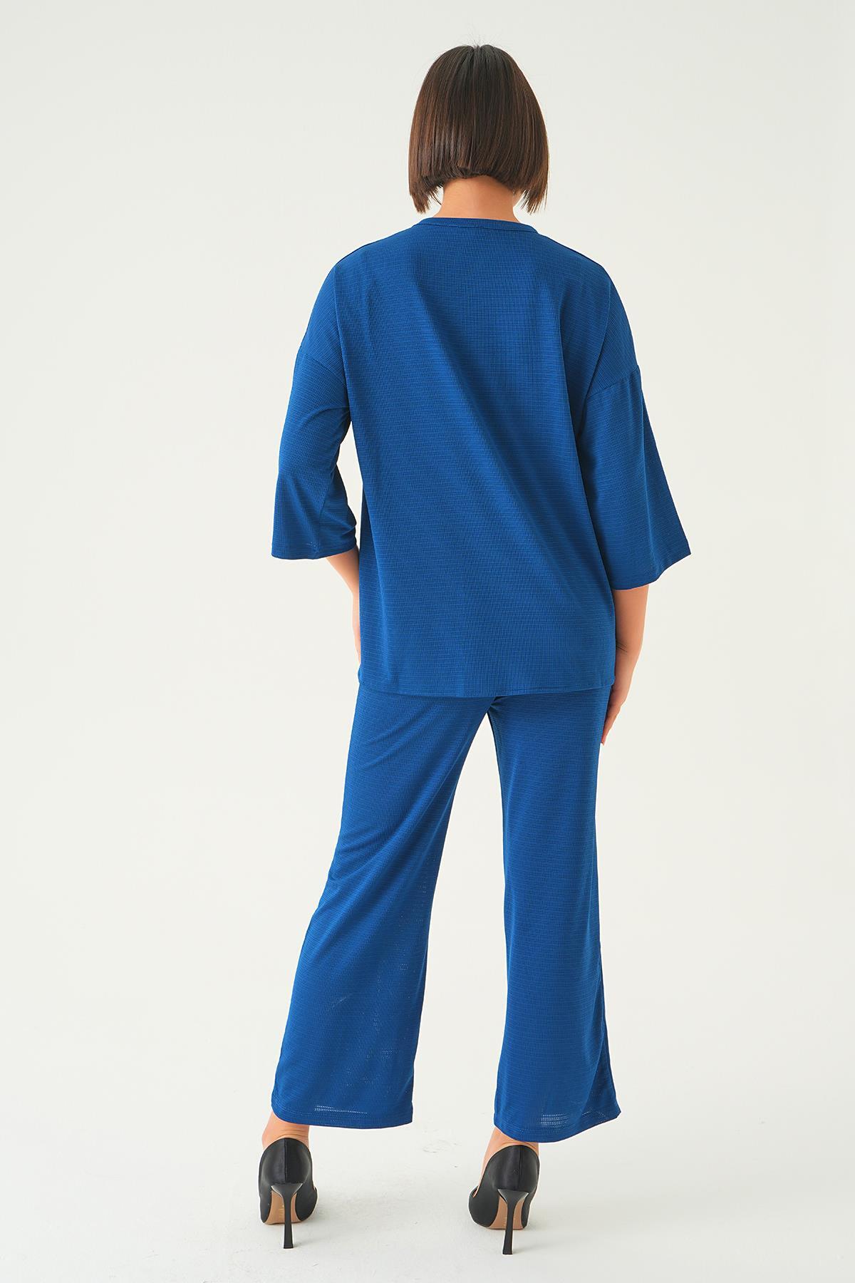 İndigo Bisiklet Yaka Pantolon Takım 9028M - 5