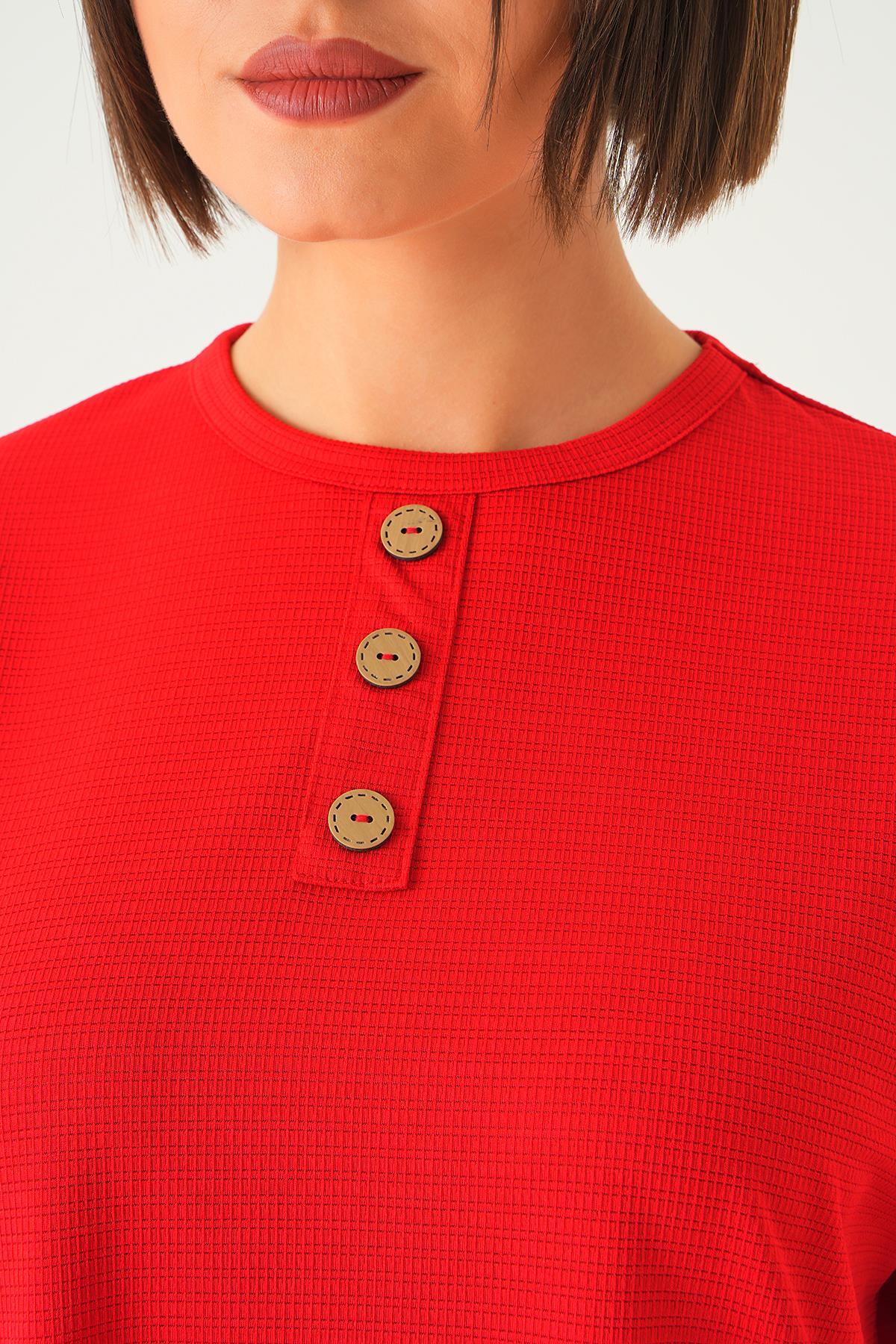 Kırmızı Bisiklet Yaka Pantolon Takım 9028M - 6