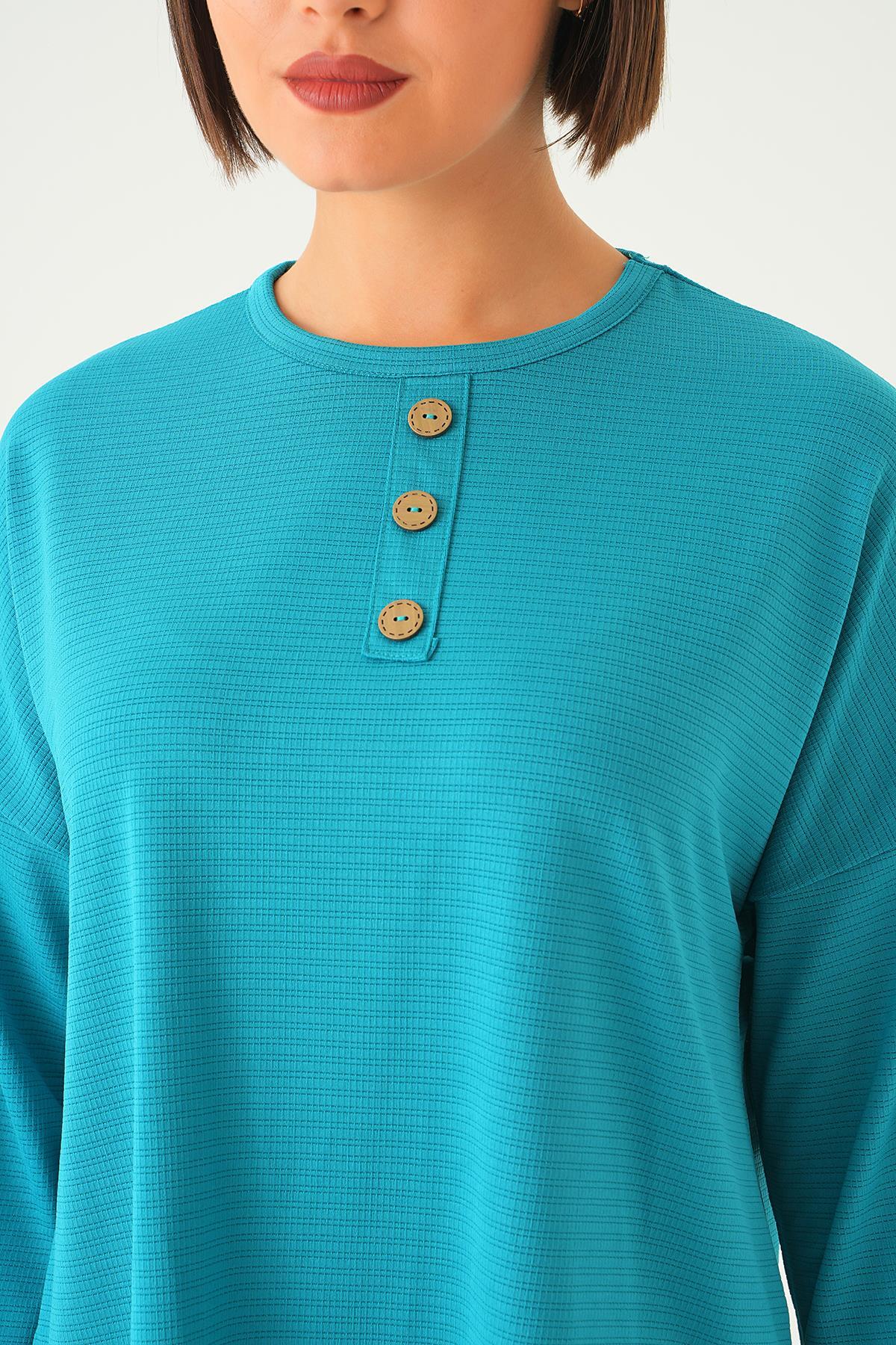 Petrol Bisiklet Yaka Pantolon Takım 9028M - 6