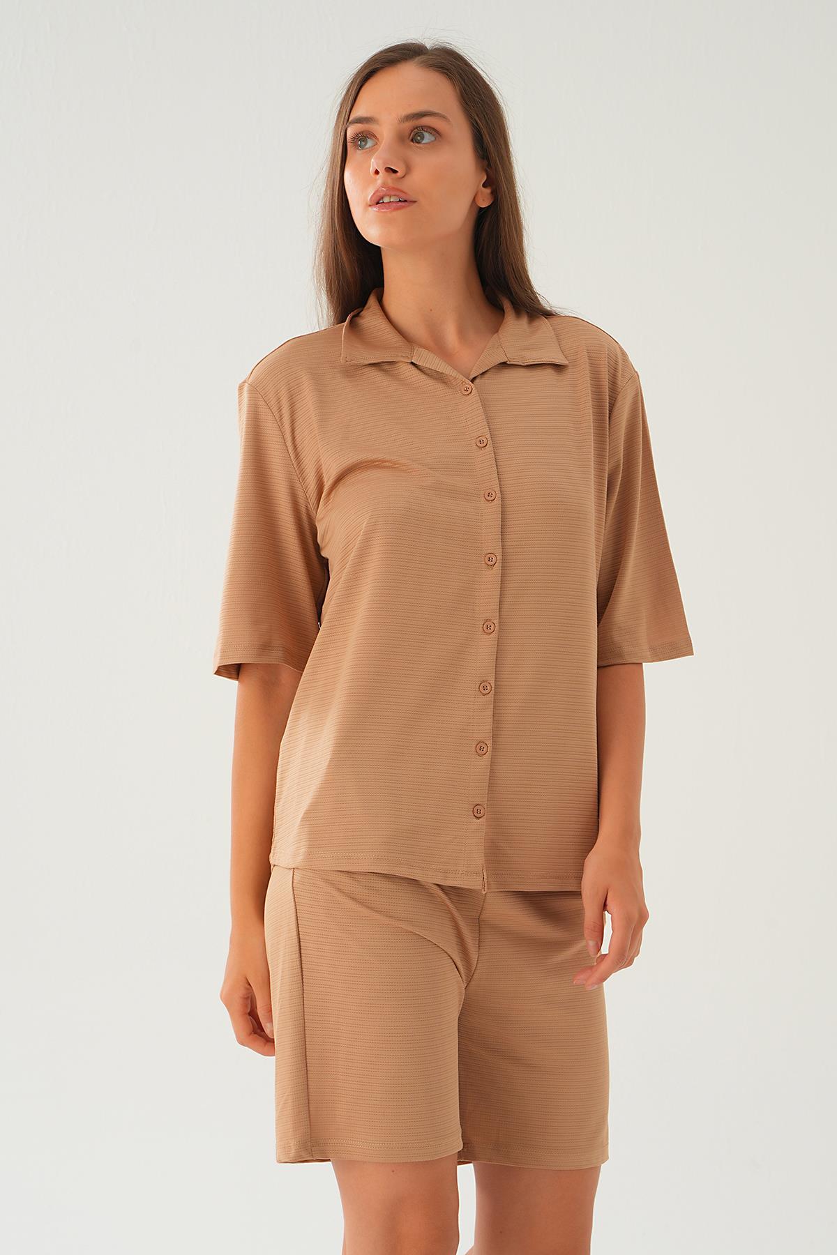 Vizon Gömlek Şort Takım 9031M - 2