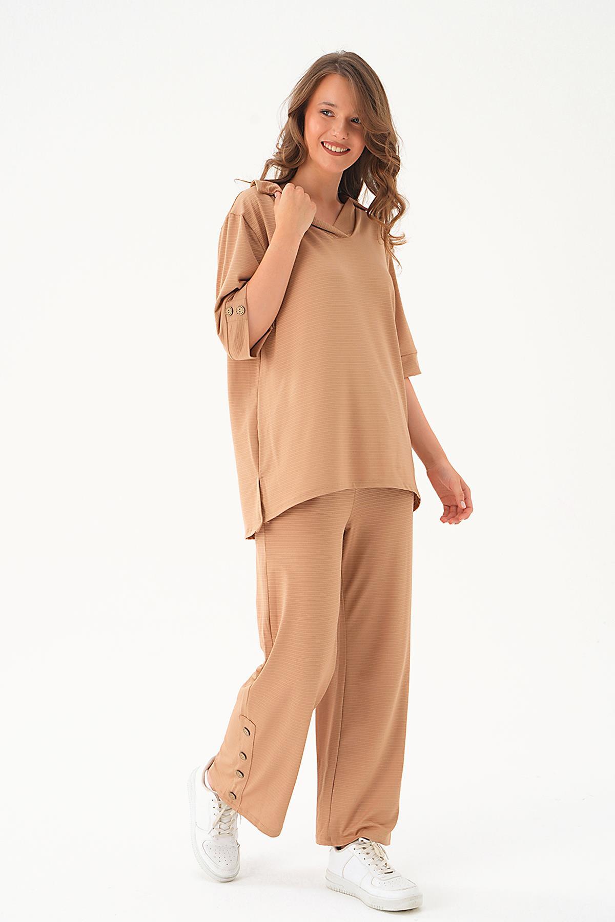 Vizon Gömlek Yaka Düğmeli Pantolon Takım 9032M - 3