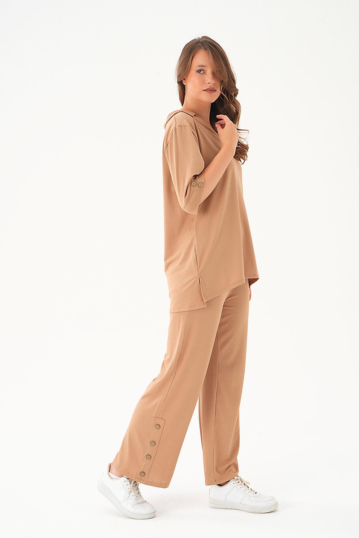 Vizon Gömlek Yaka Düğmeli Pantolon Takım 9032M - 5