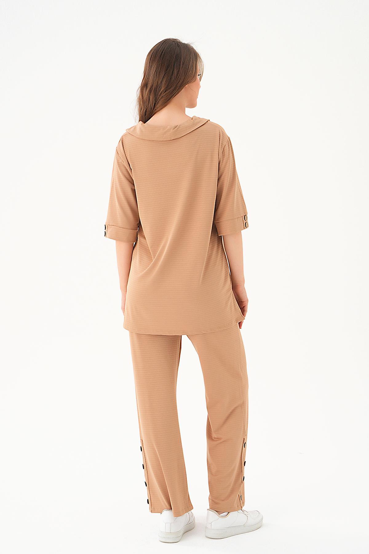 Vizon Gömlek Yaka Düğmeli Pantolon Takım 9032M - 6