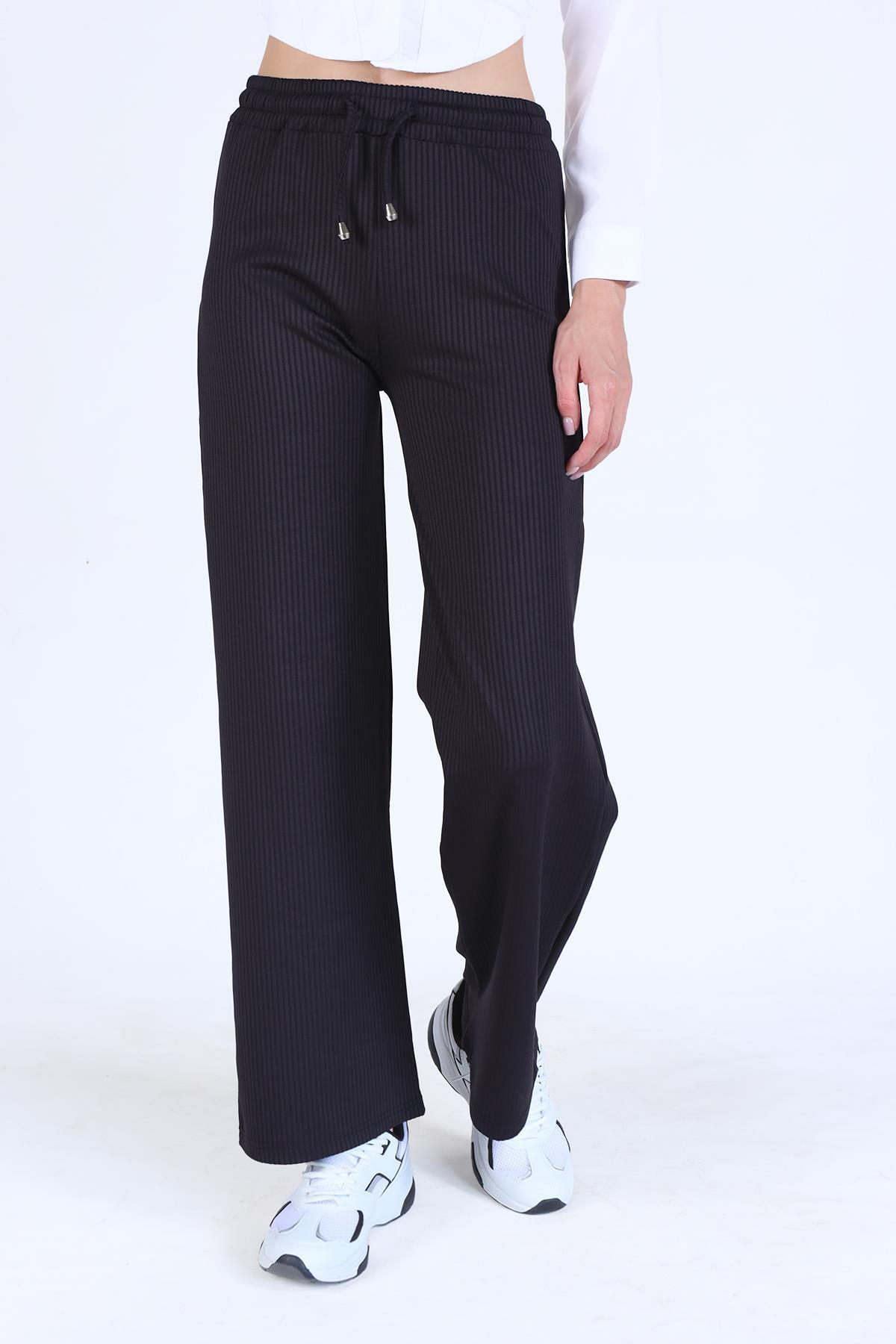 Siyah Bel Lastikli Pantolon 9035M - 2