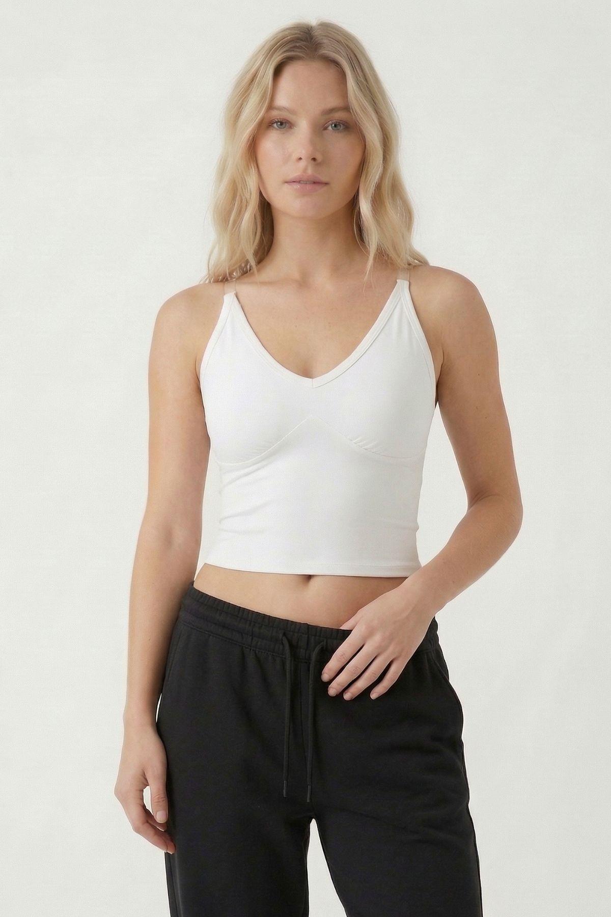 9053 Hayalet Askılı Bluz Beyaz - 3