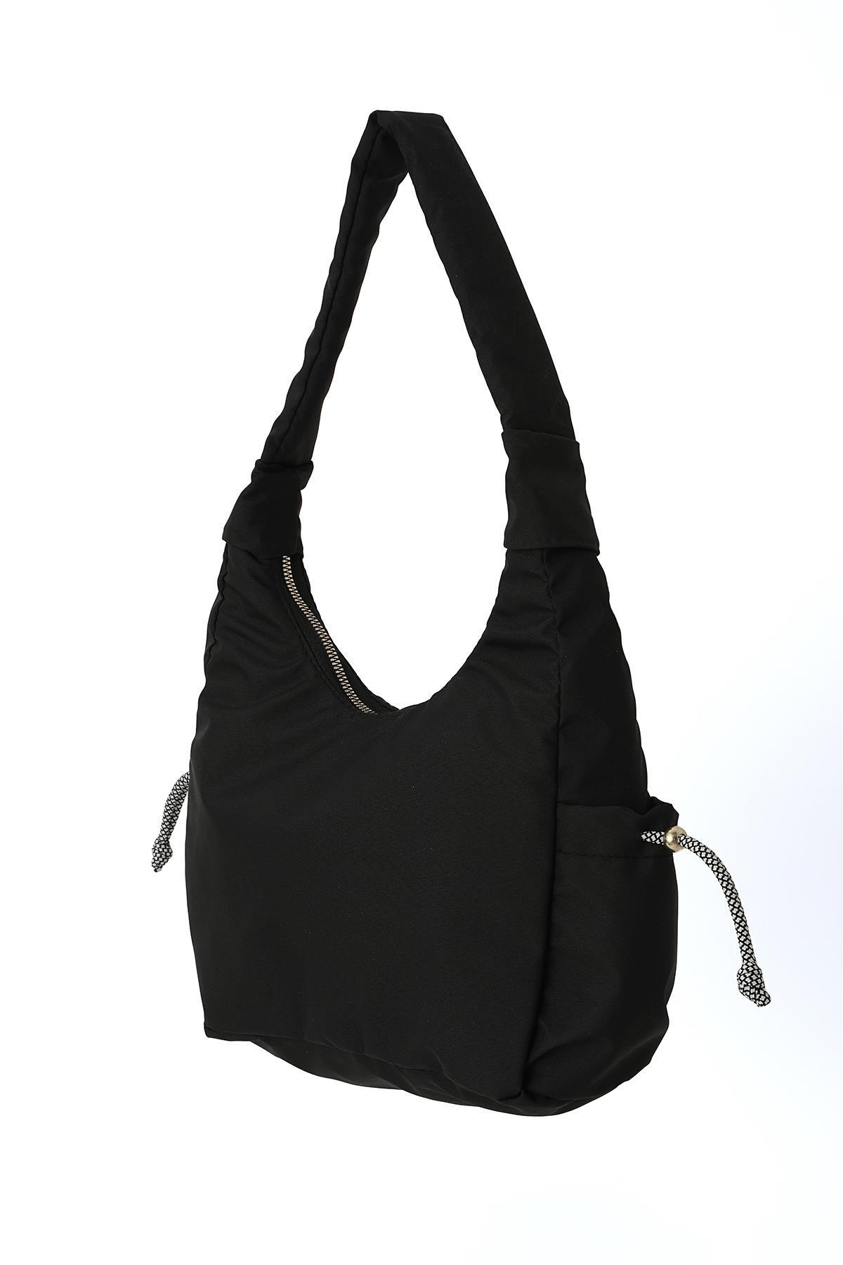 Siyah Yan Cep Detay Çanta 9053 - 2