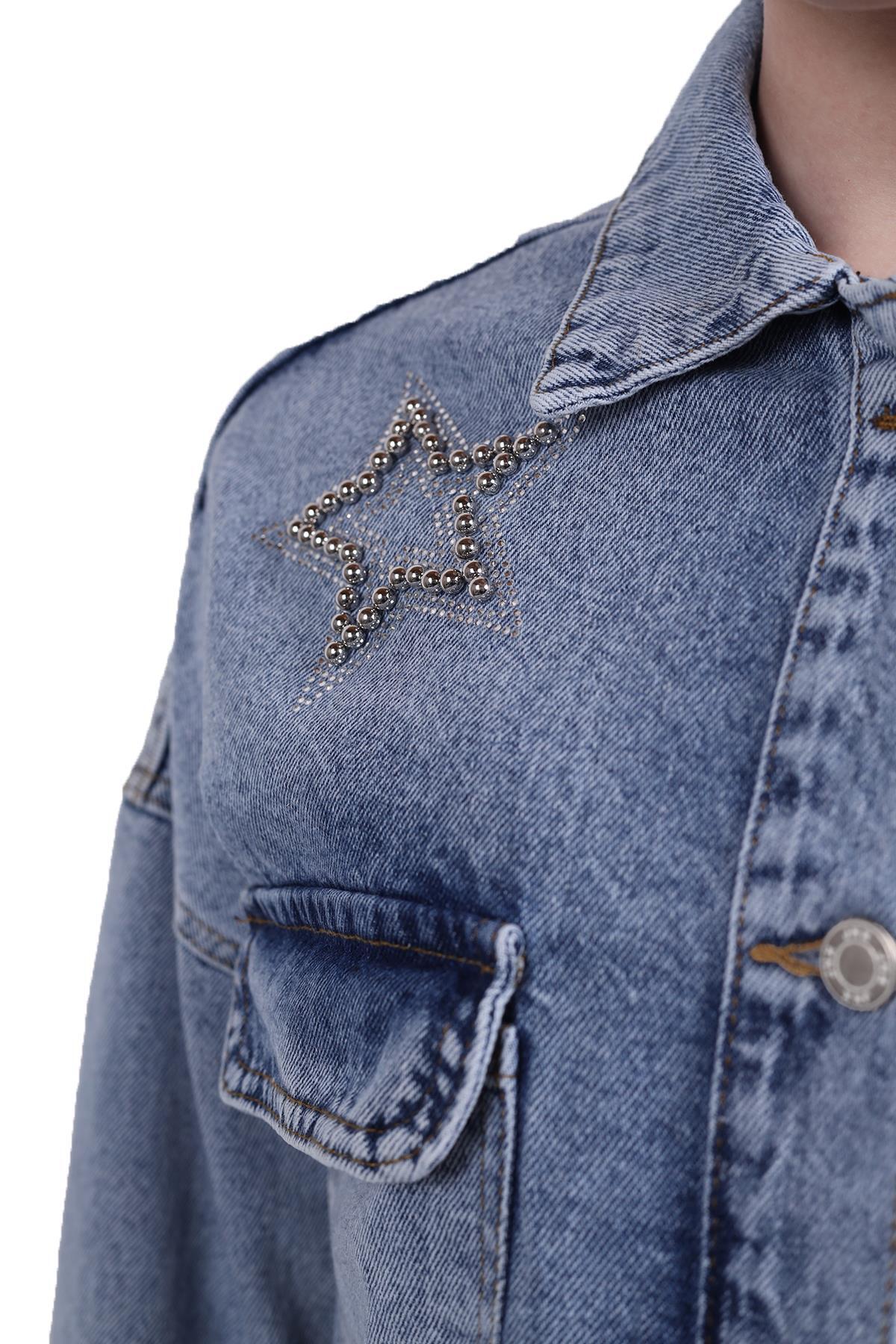 Buzkar Yıldız Taşlı Jean Ceket 9064 - 4