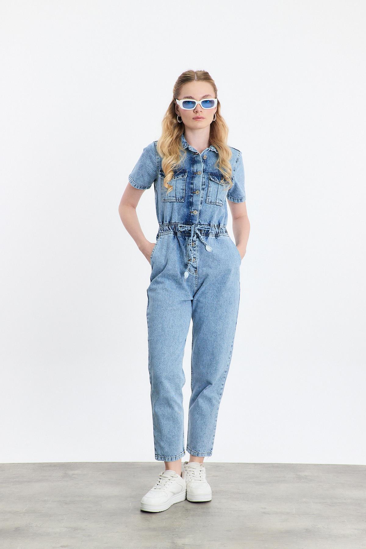 9078 Bağcık Detay Kısa Kol Salopet Buzkar - 3