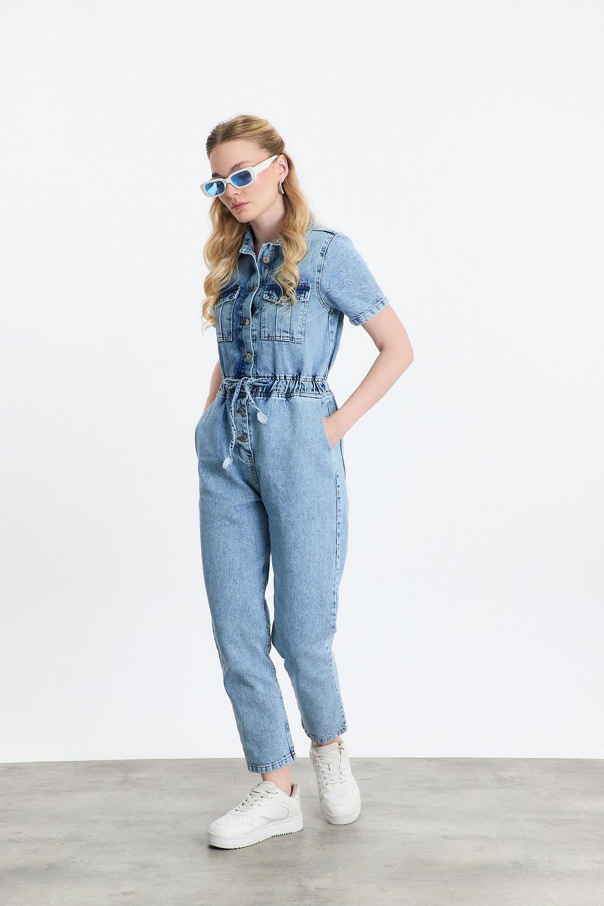 9078 Bağcık Detay Kısa Kol Salopet Buzkar - 8