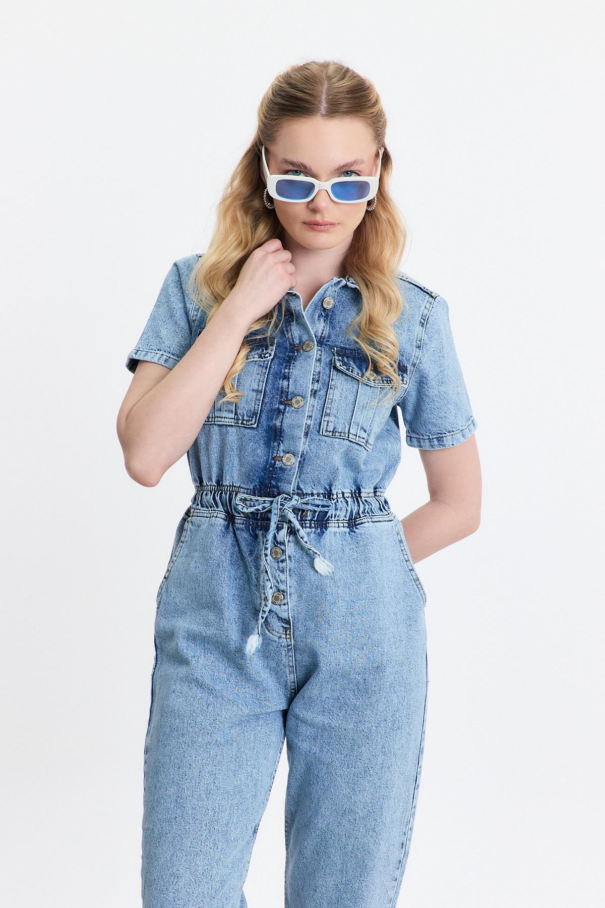 Buzkar Bağcık Detay Kısa Kol Salopet 9078 - 2