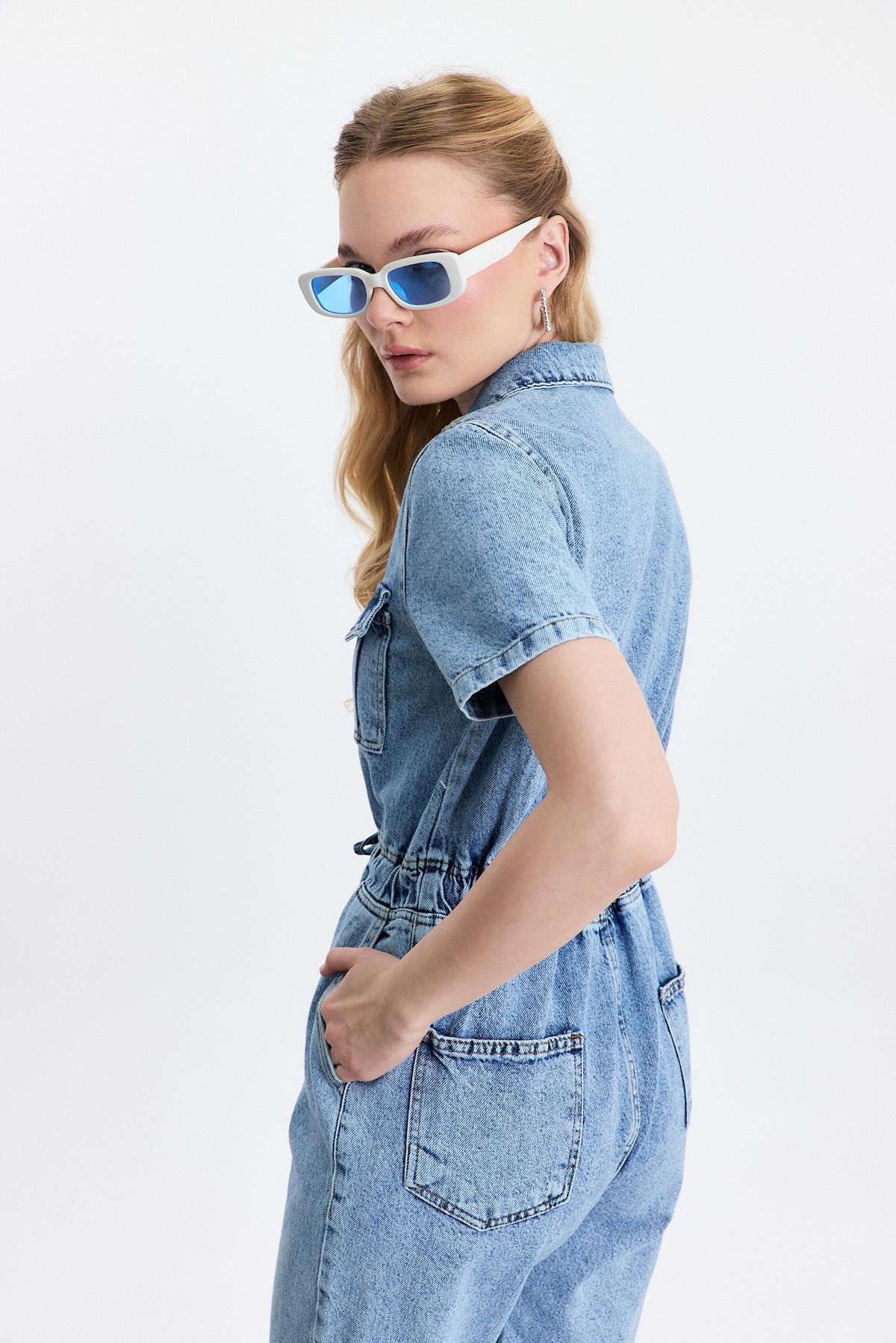 Buzkar Bağcık Detay Kısa Kol Salopet 9078 - 6