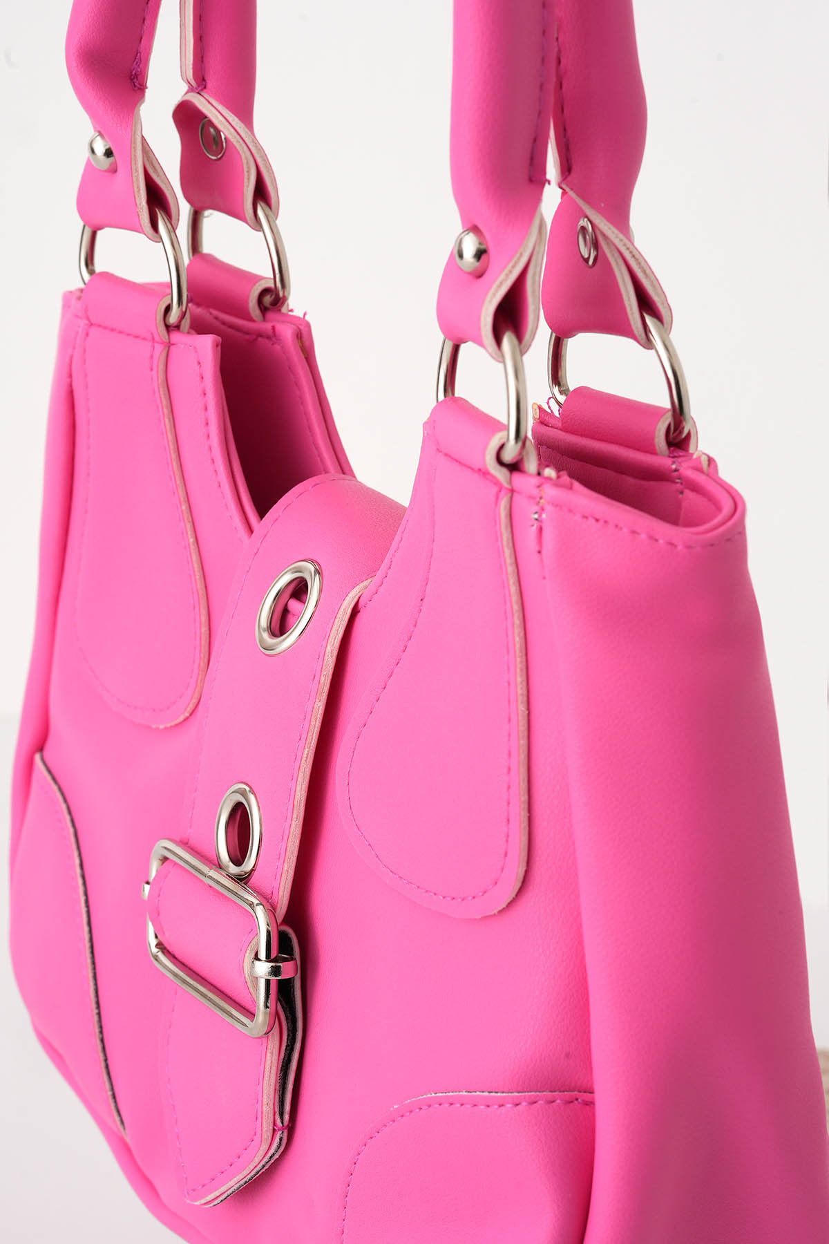 9090 Tokalı Çanta Pembe - 4