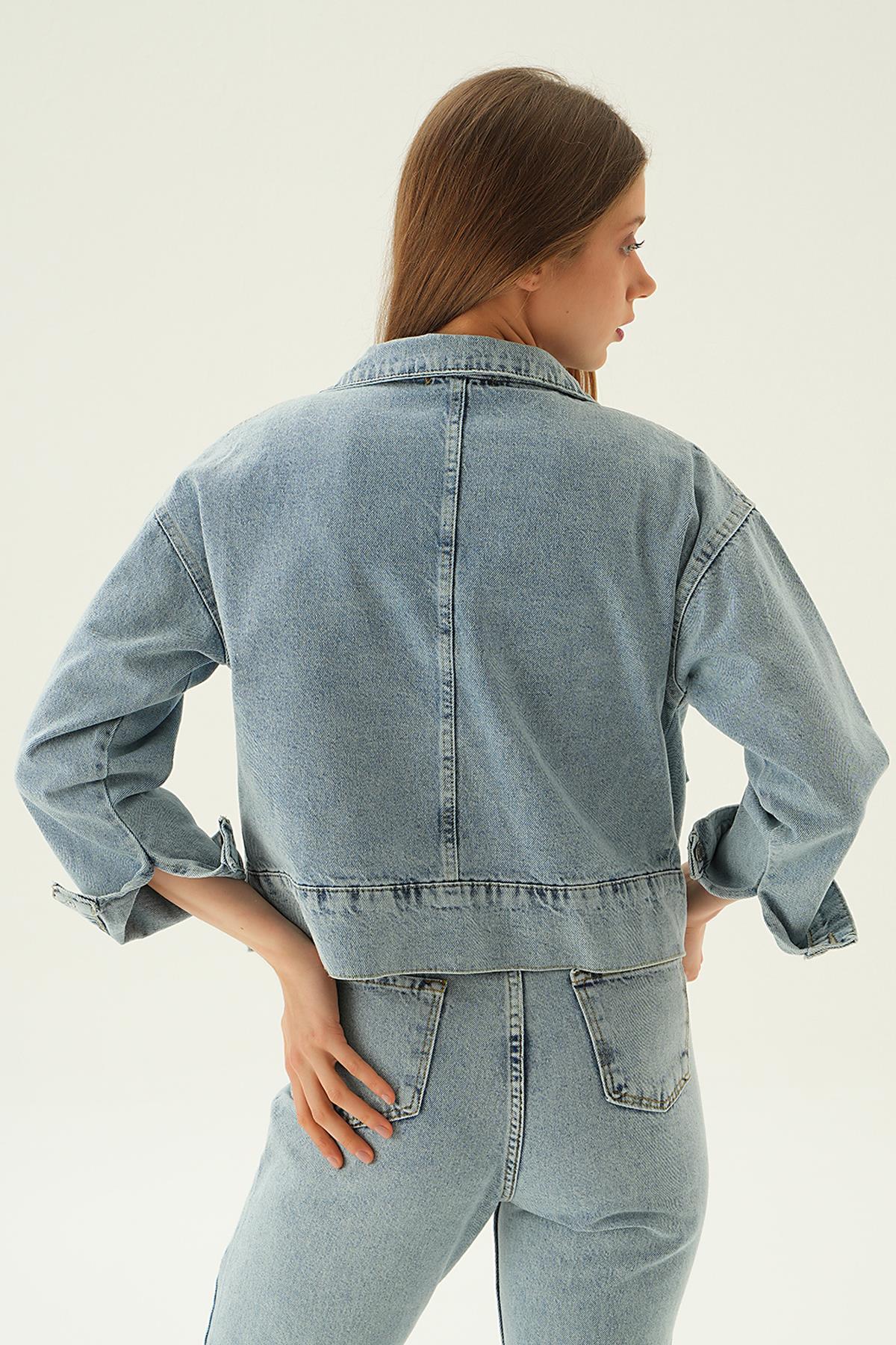 9099 Cep Detay Kot Ceket Kar Yıkama - 4