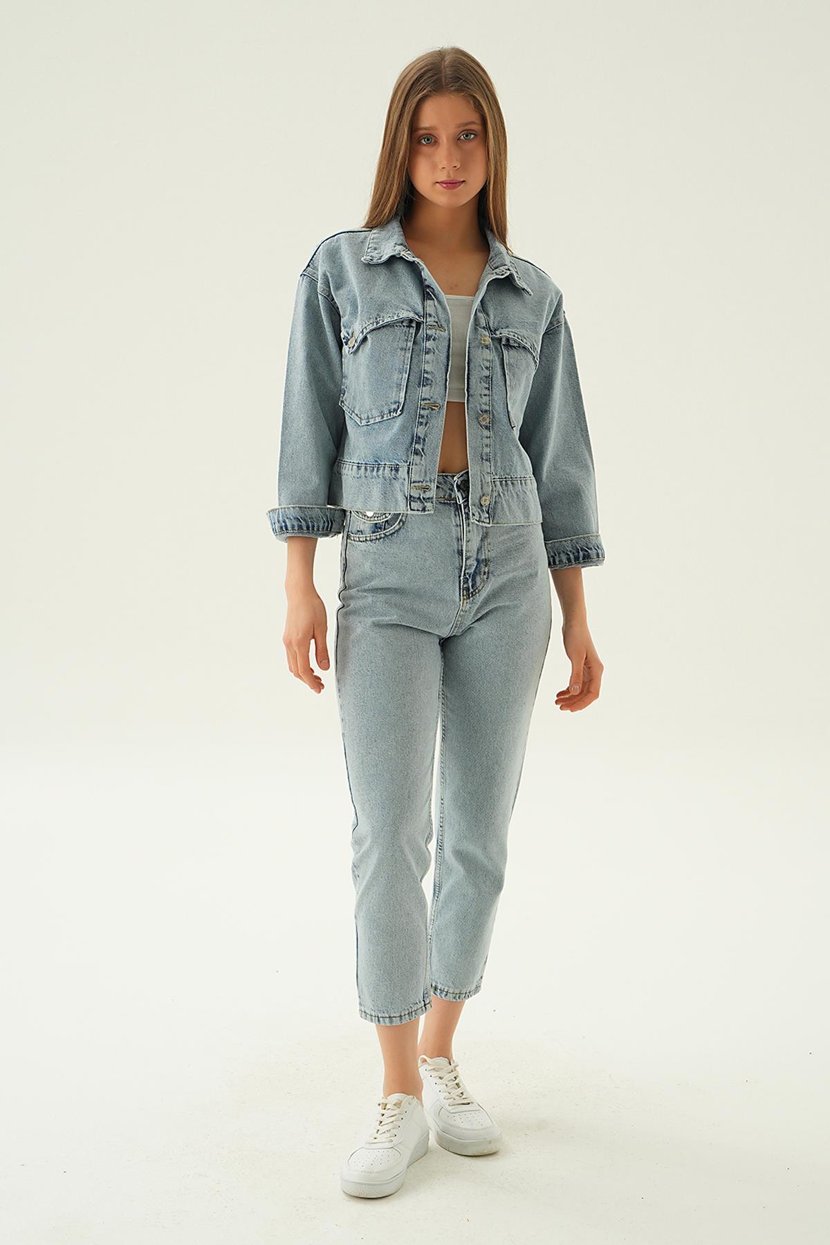 9099 Cep Detay Kot Ceket Kar Yıkama - 1