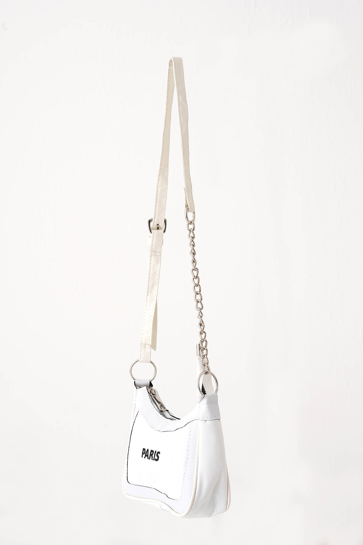 9102 Paris Baskılı Çanta Beyaz - 3