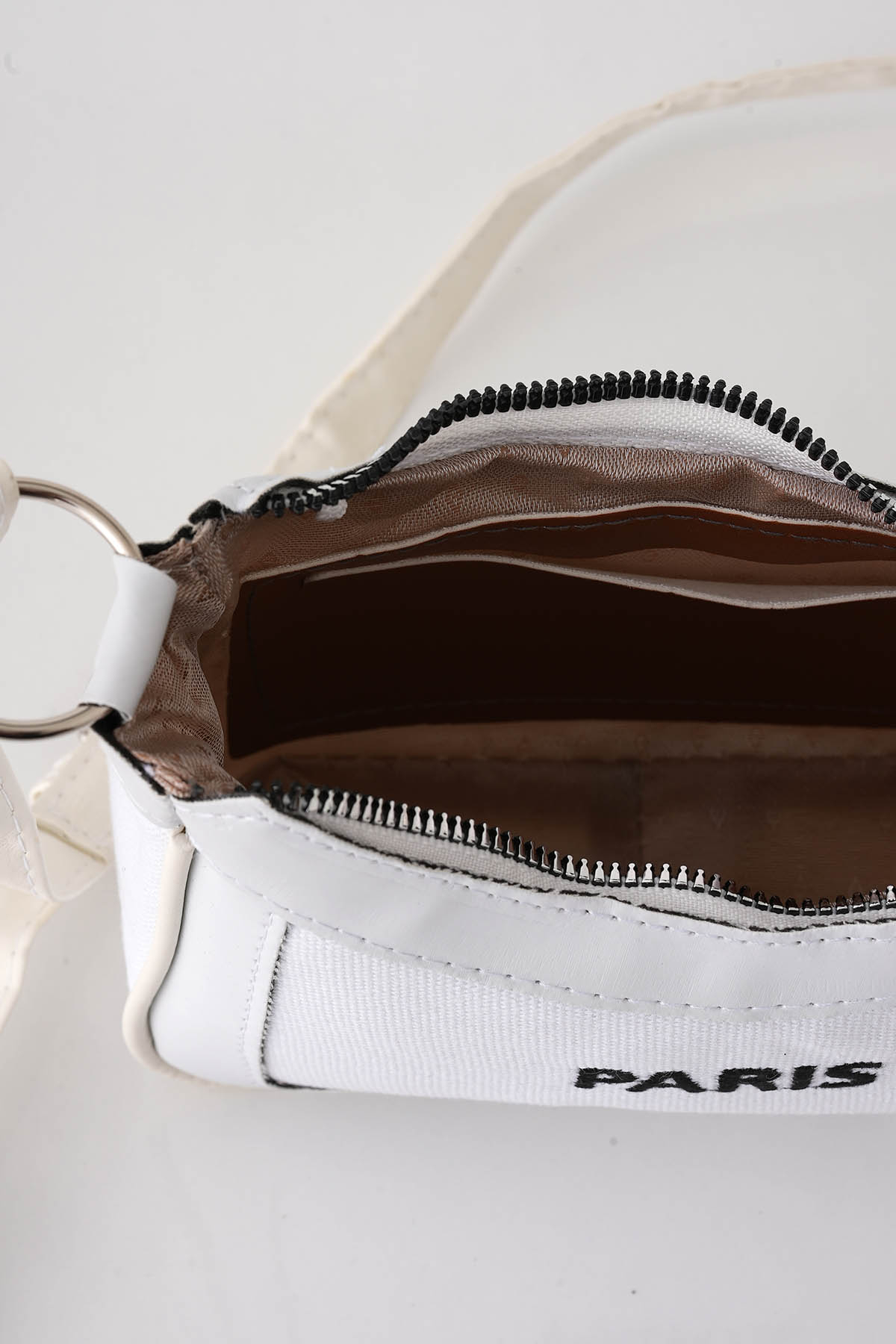 9102 Paris Baskılı Çanta Beyaz - 5
