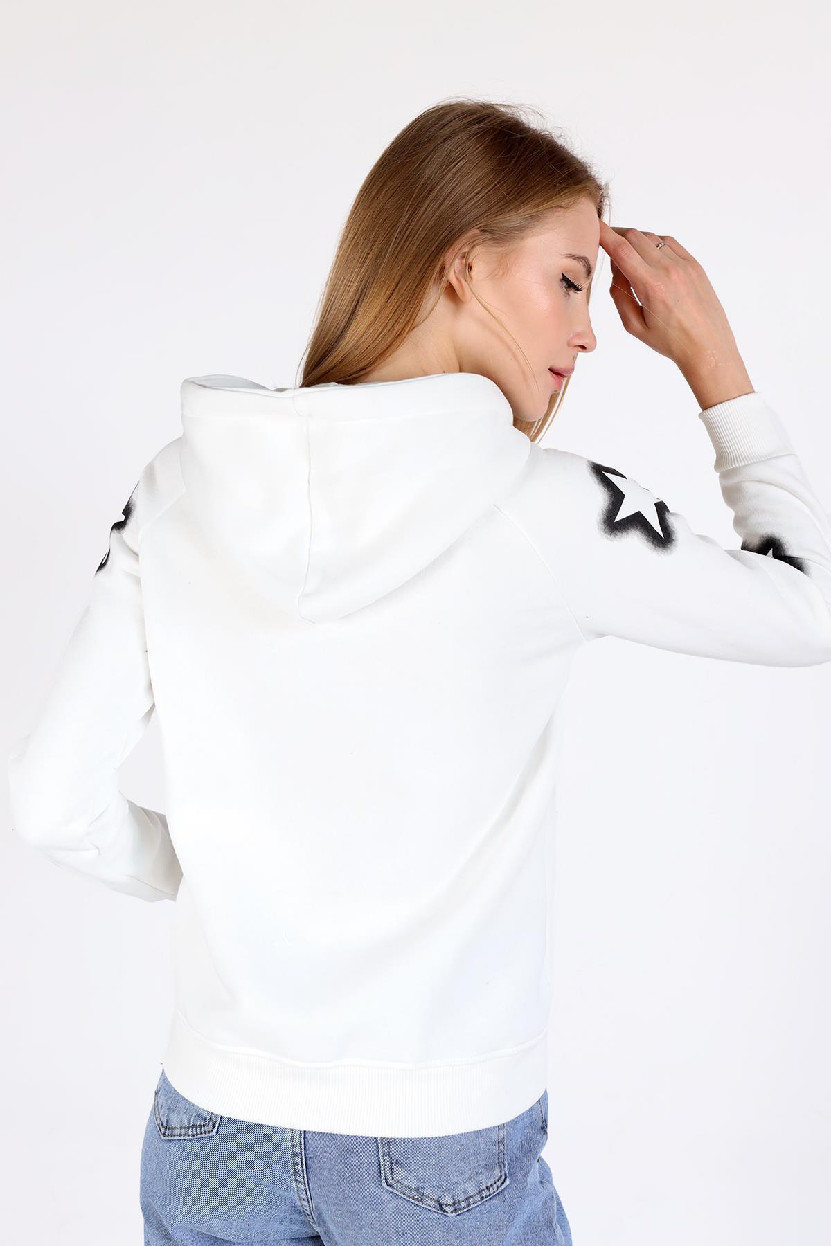 Ekru Yıldız Baskı Fermuarlı Sweat 9139M - 4