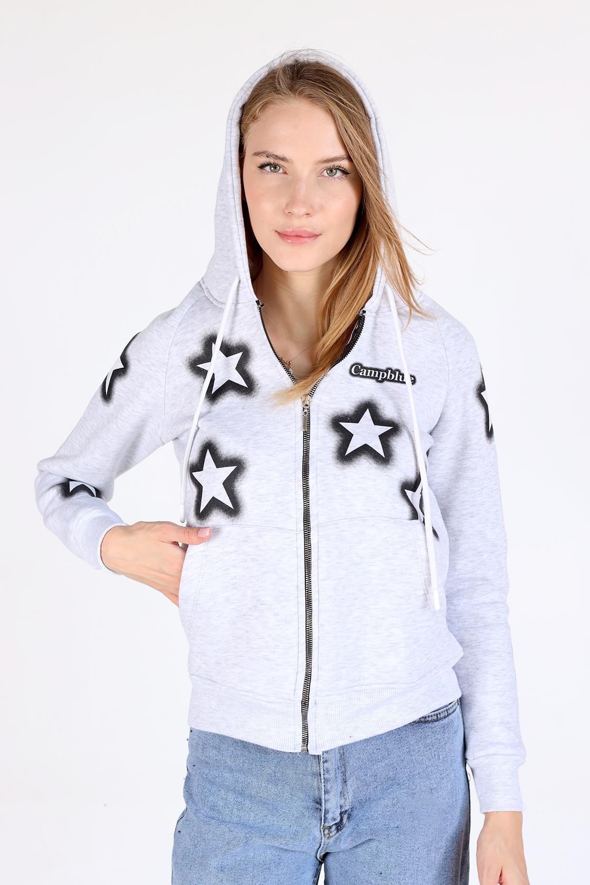 Karmelanj Yıldız Baskı Fermuarlı Sweat 9139M - 3