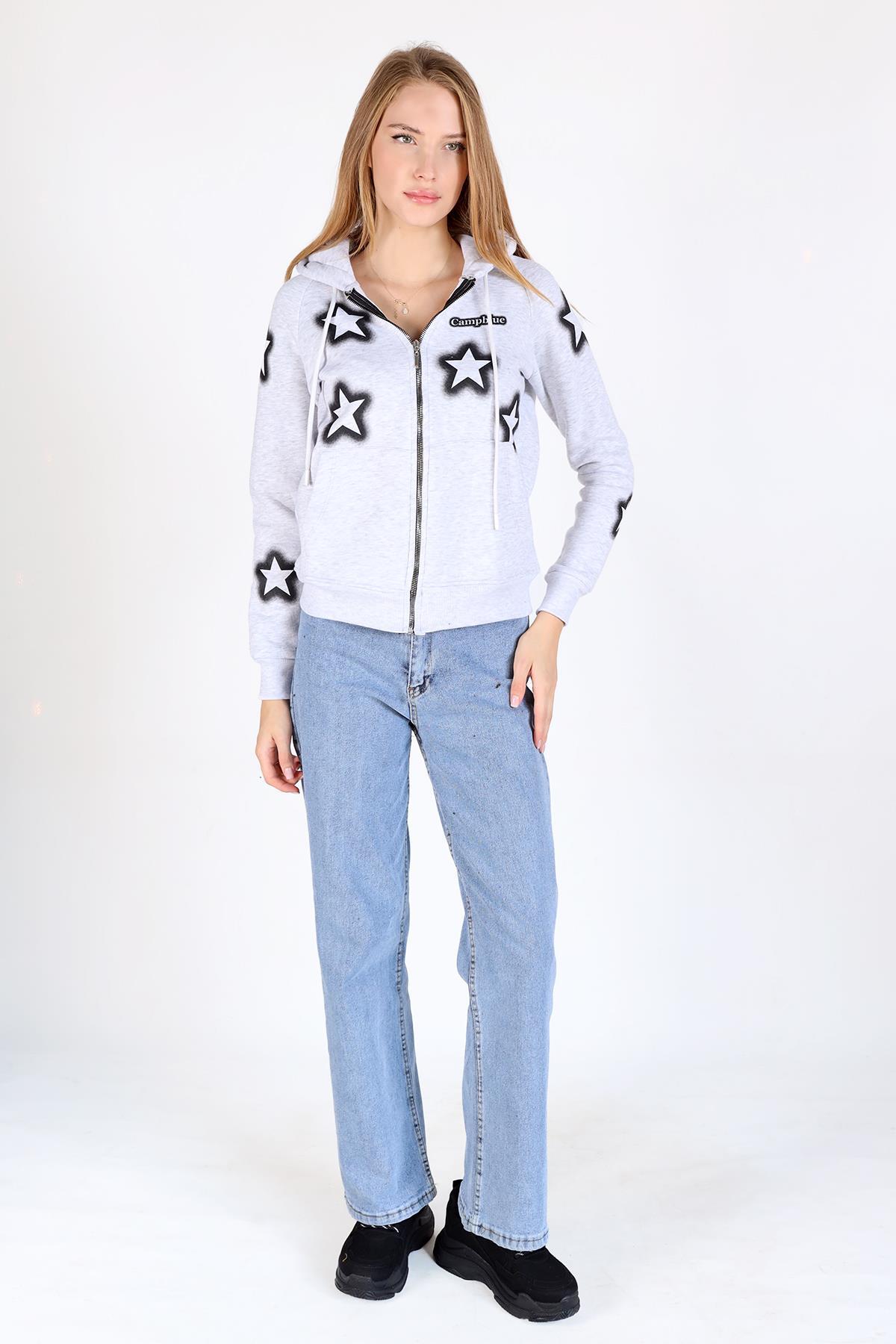 Karmelanj Yıldız Baskı Fermuarlı Sweat 9139M - 6