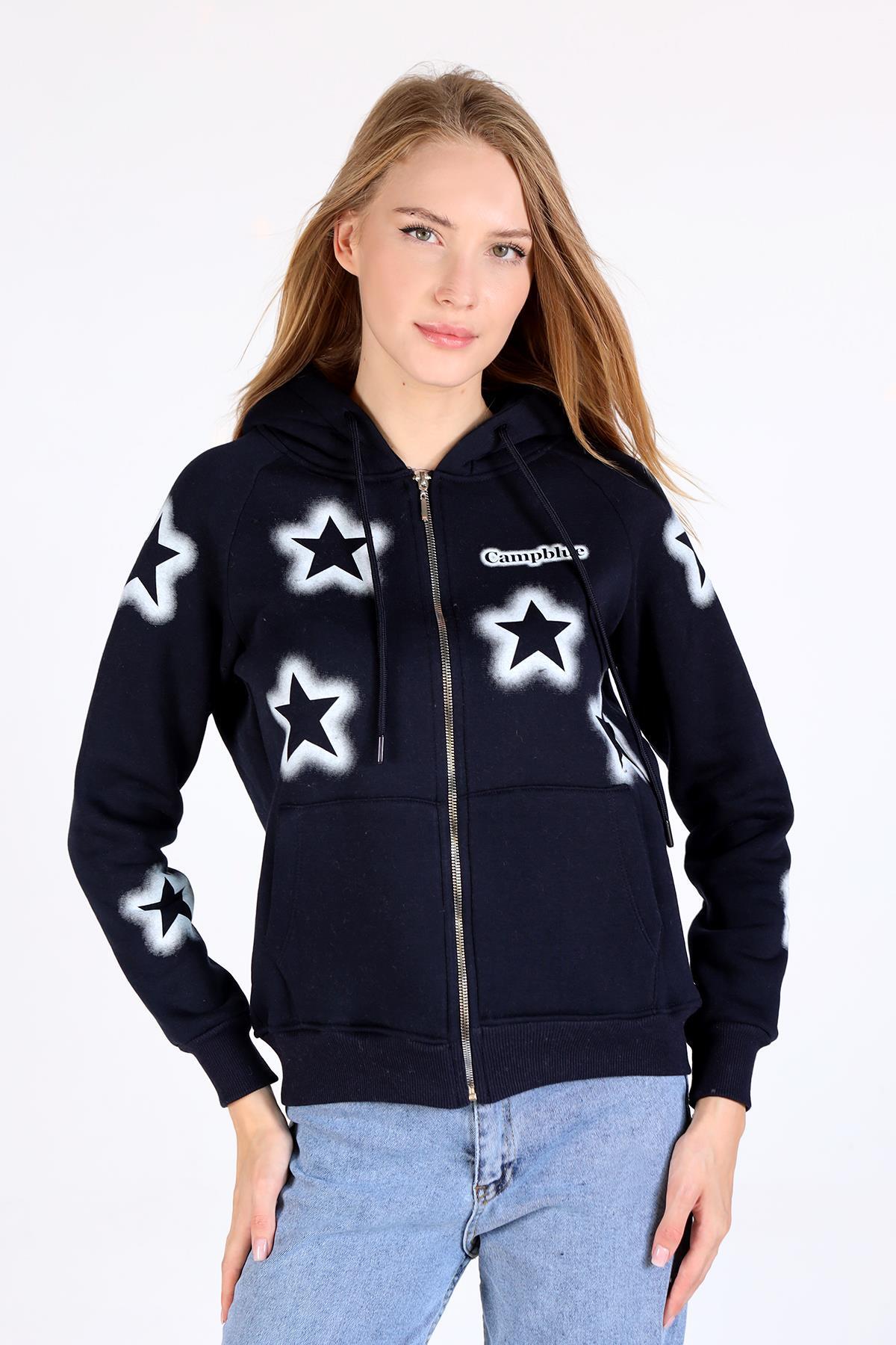 Laci Yıldız Baskı Fermuarlı Sweat 9139M 