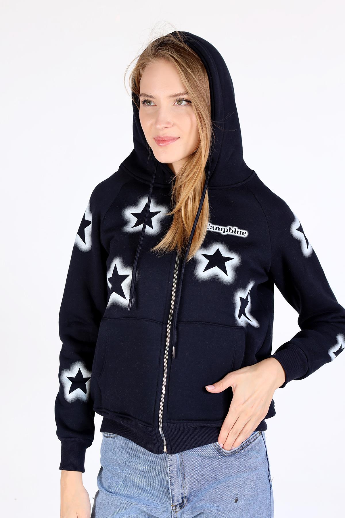 Laci Yıldız Baskı Fermuarlı Sweat 9139M - 5