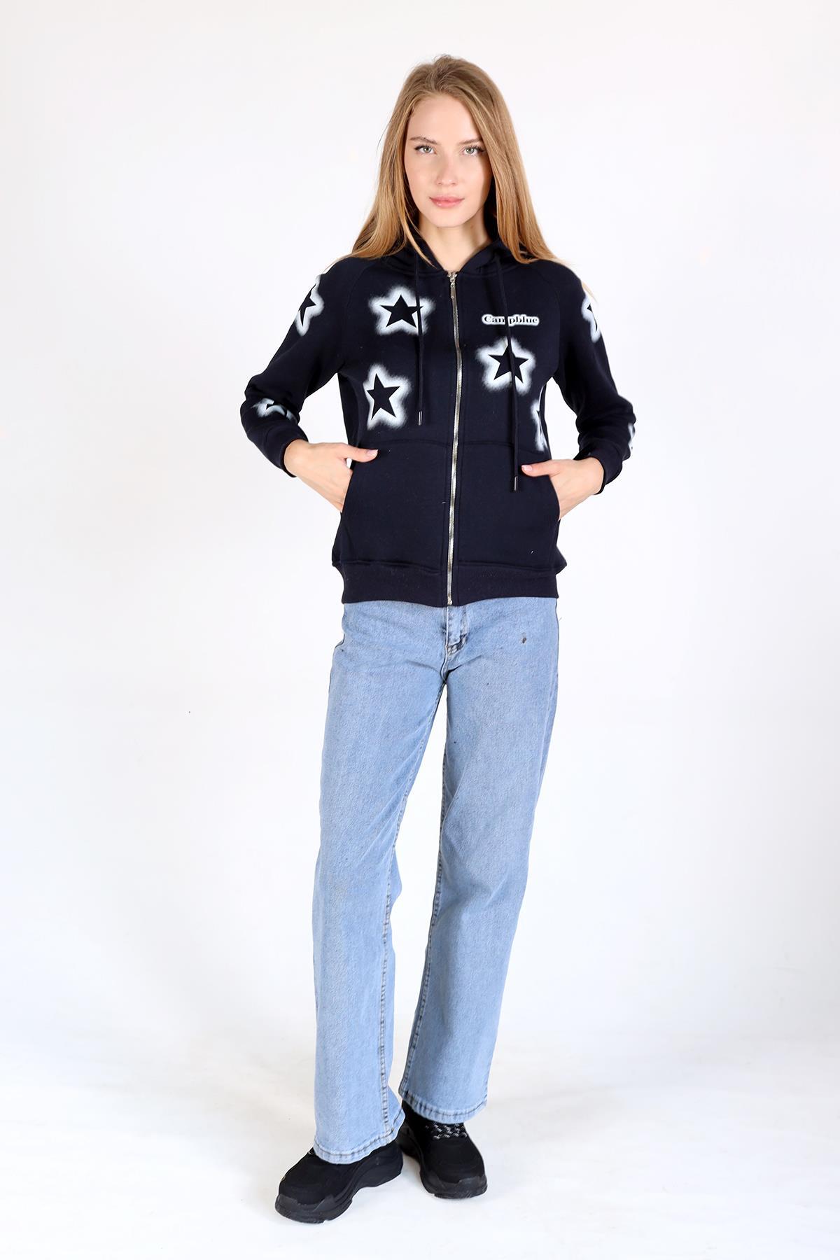 Laci Yıldız Baskı Fermuarlı Sweat 9139M - 6