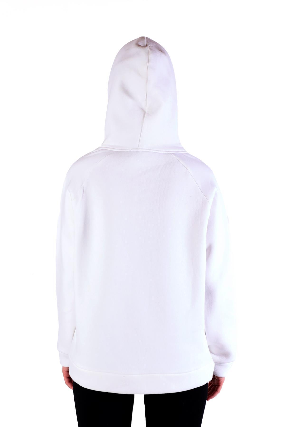 9140M Fermuar Detay Cepli Sweat Ekru - 5