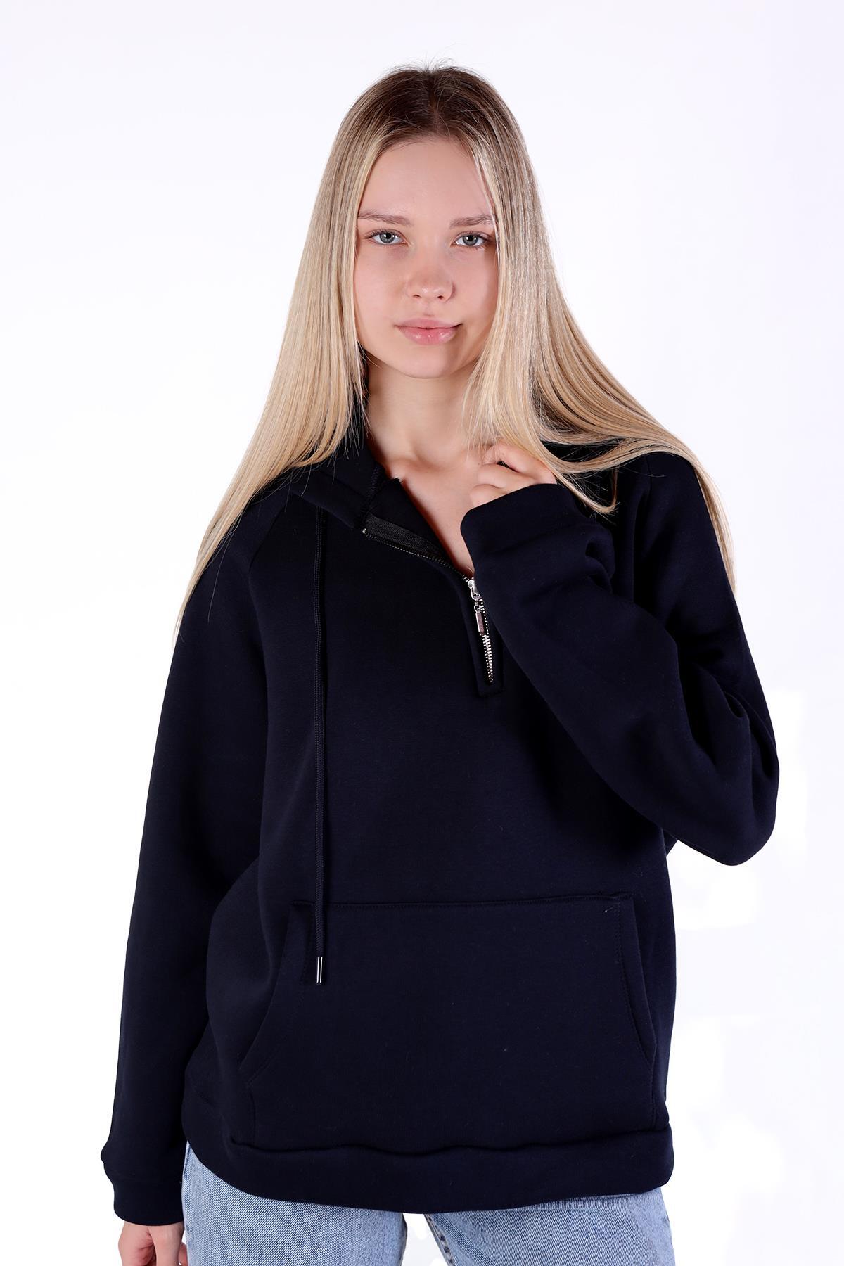 9140M Fermuar Detay Cepli Sweat Laci - 6
