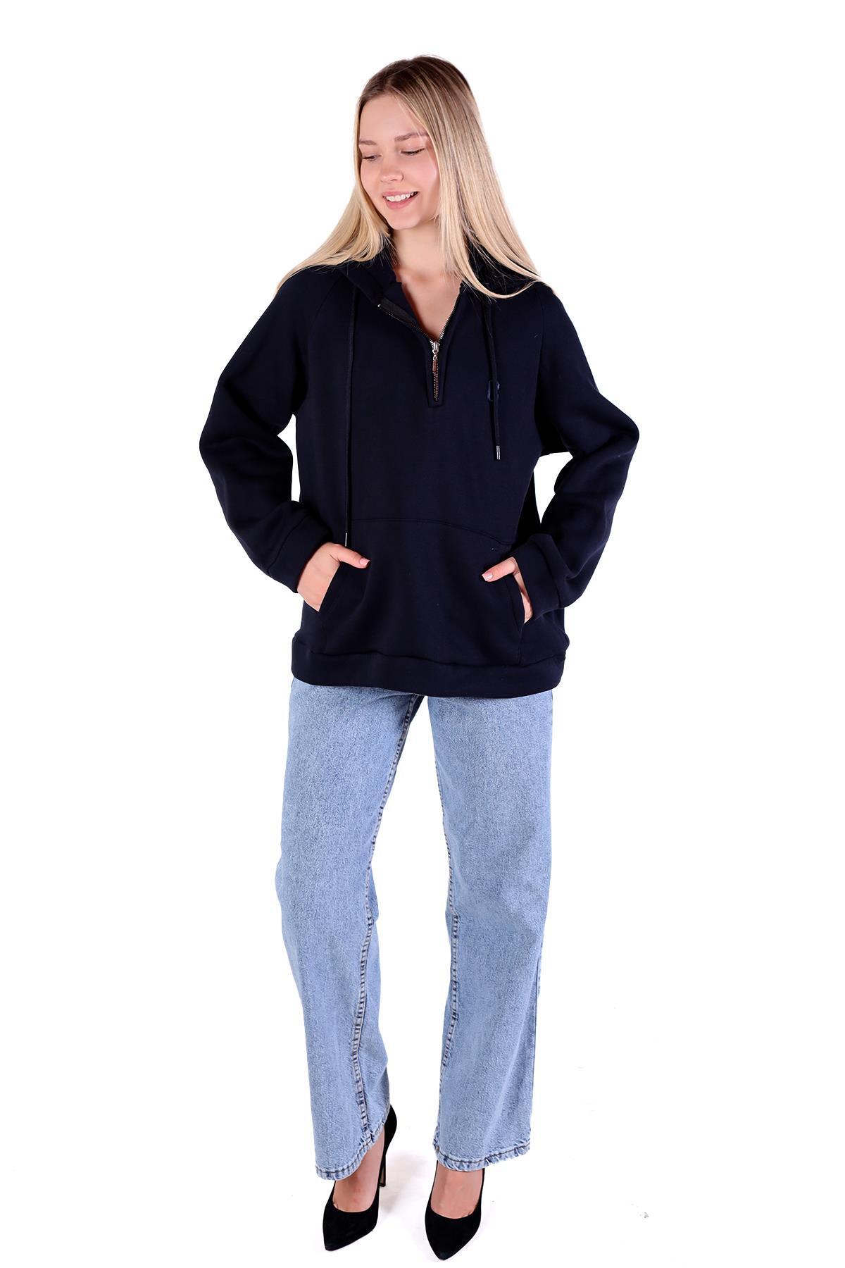 9140M Fermuar Detay Cepli Sweat Laci - 7