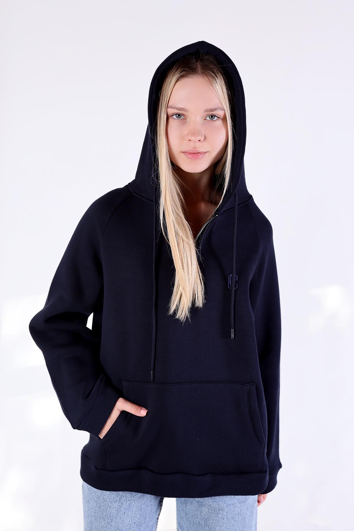 9140M Fermuar Detay Cepli Sweat Laci - 3