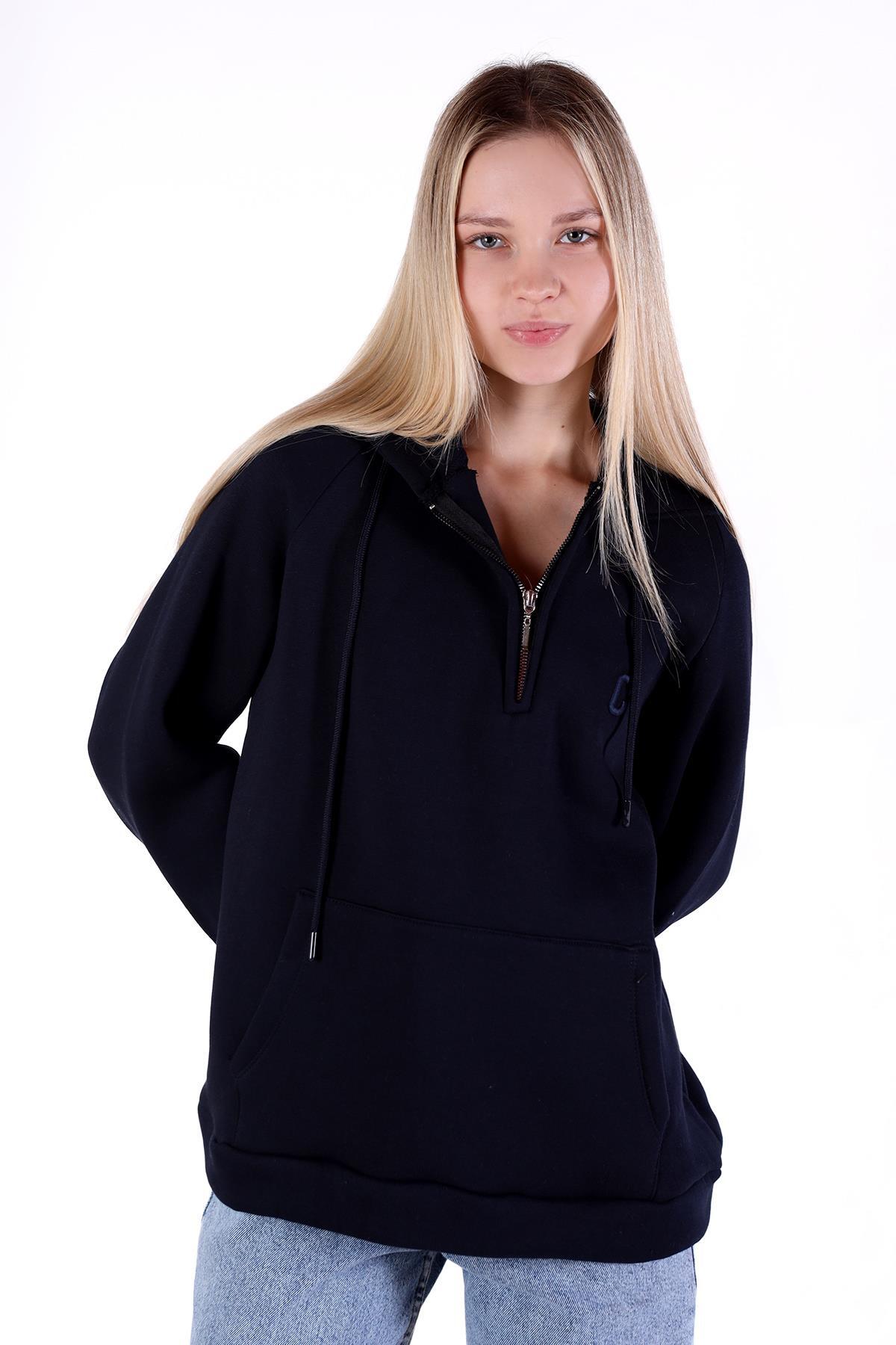 9140M Fermuar Detay Cepli Sweat Laci - 4