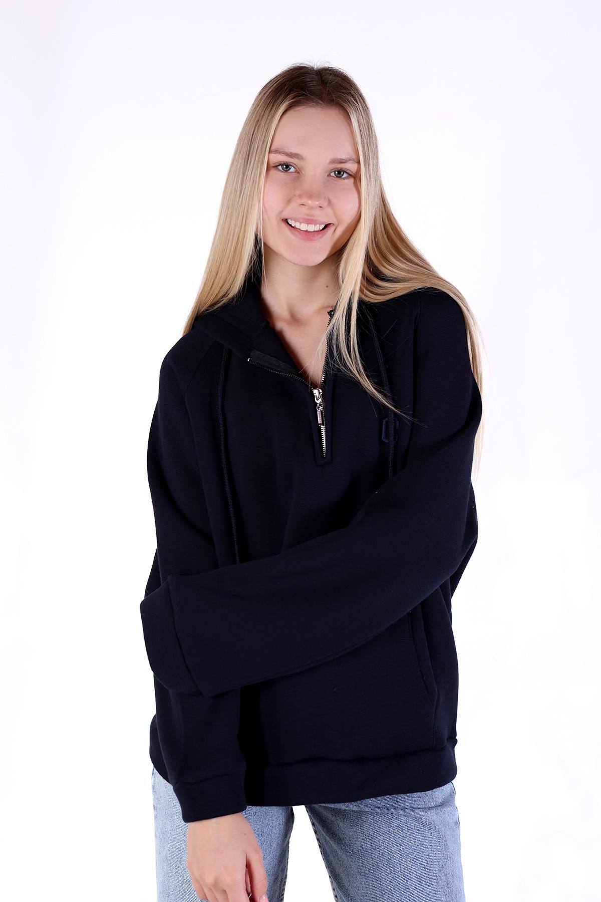 Laci Yarım Fermuar Detay Cepli Sweat 9140M - 2