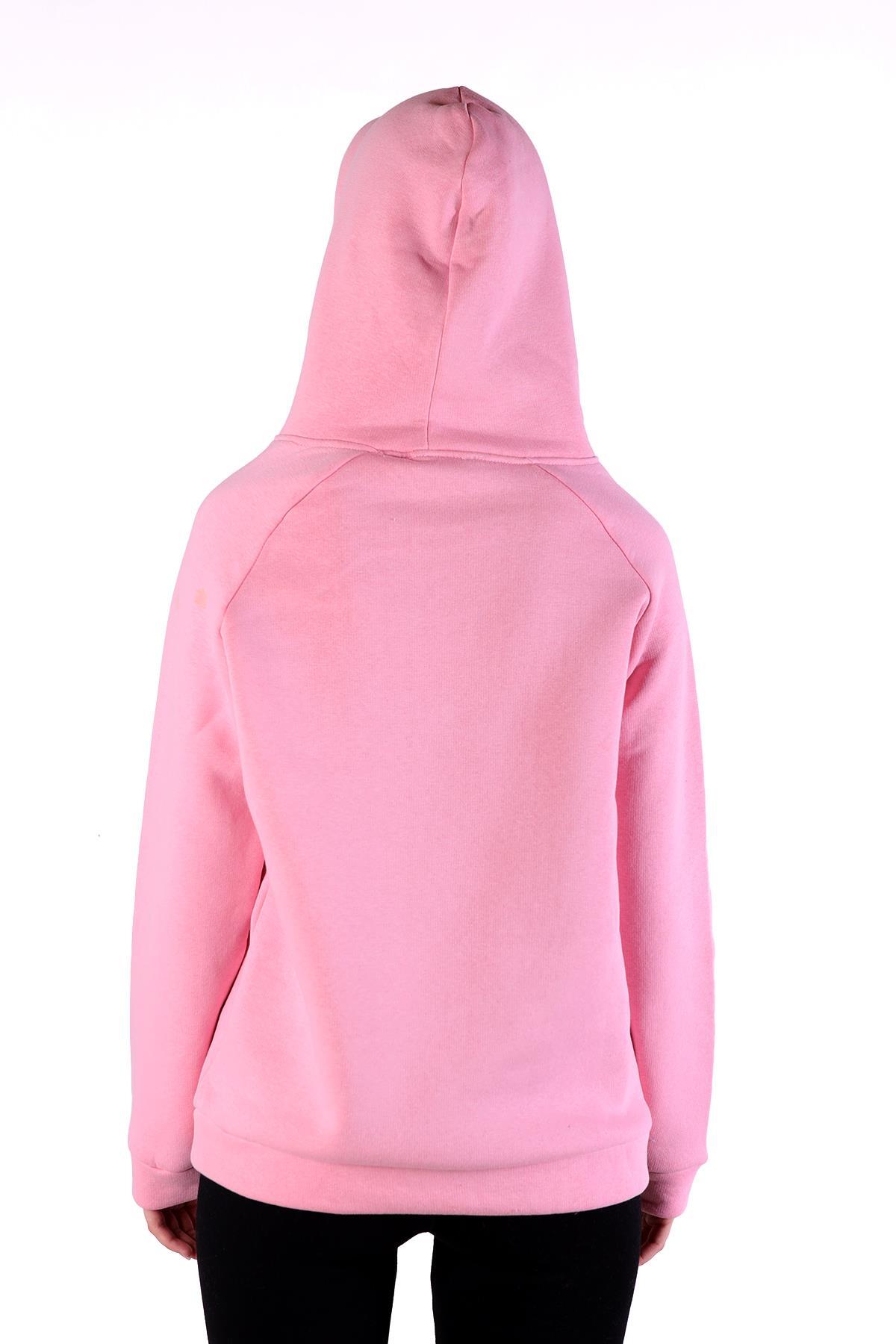 Pembe Yarım Fermuar Detay Cepli Sweat 9140M - 5