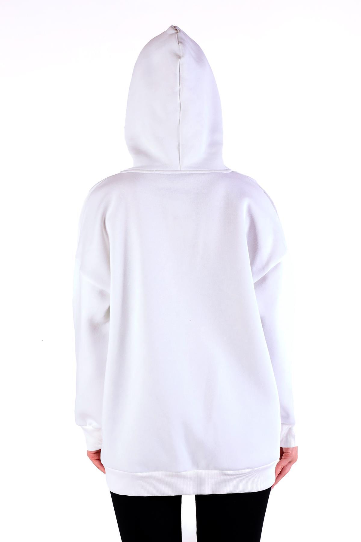 9142M Kalp Nakış Detay Fermuarlı Sweat Ekru - 5