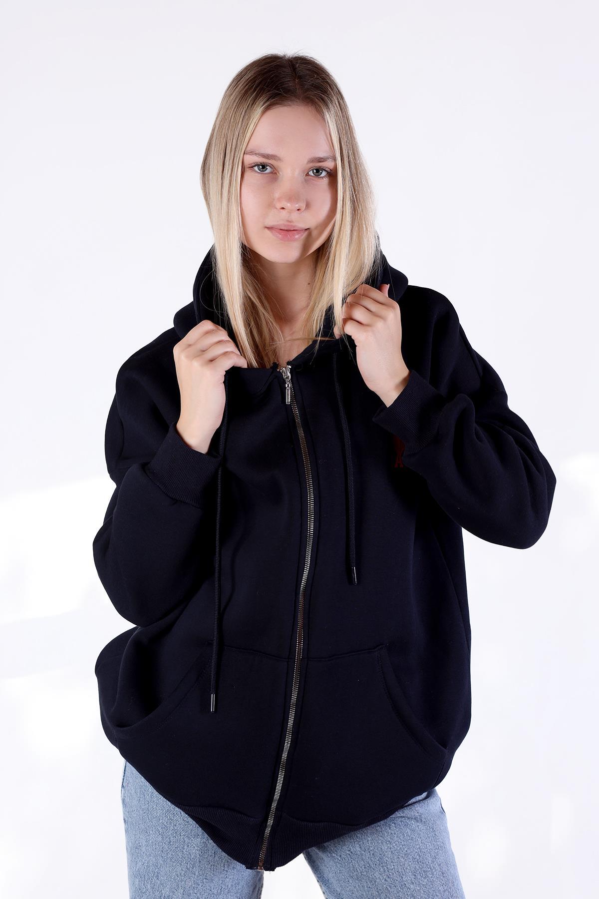 Laci Kalp Nakış Detay Fermuarlı Sweat 9142M - 4