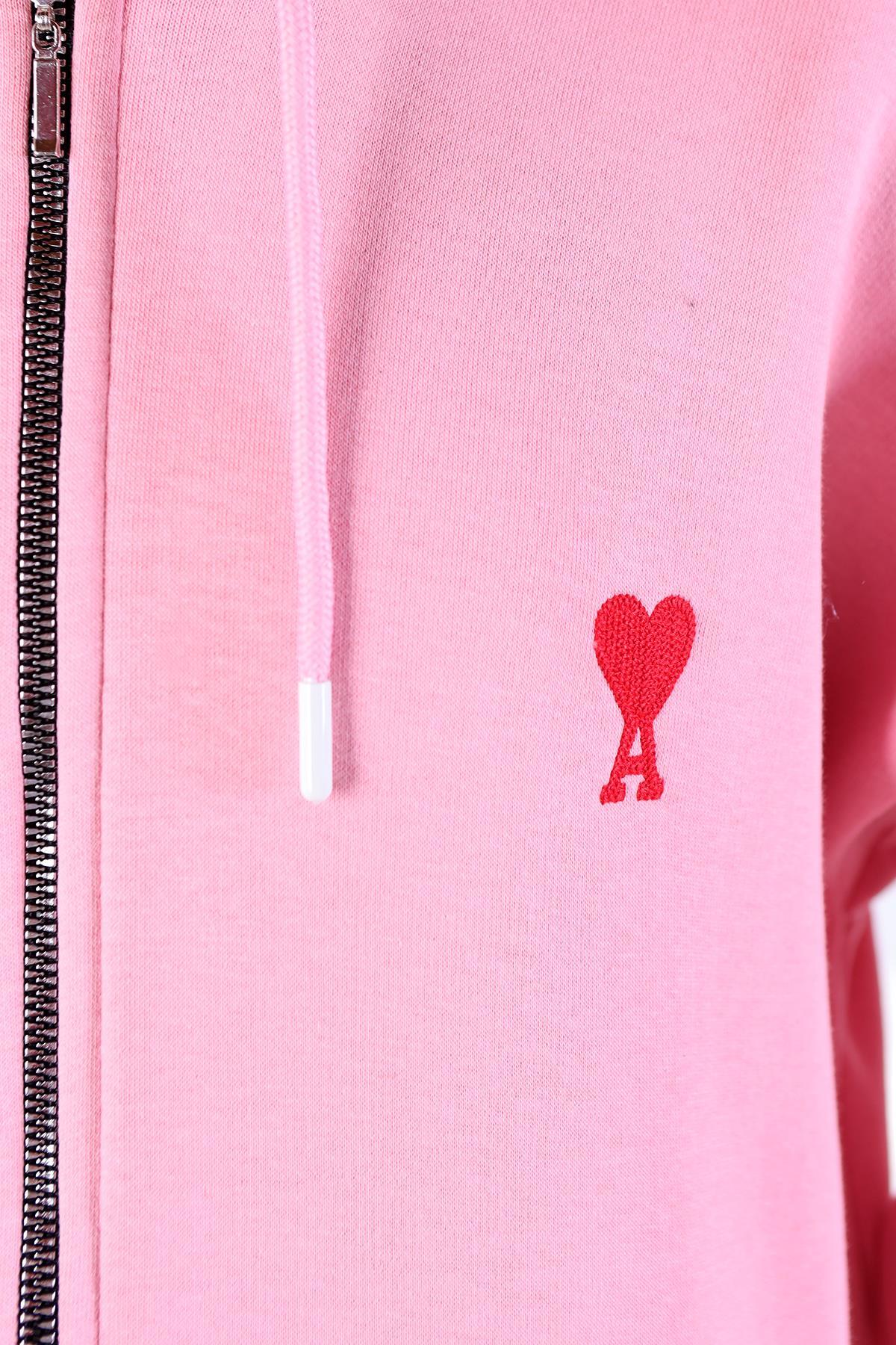 Pembe Kalp Nakış Detay Fermuarlı Sweat 9142M - 7