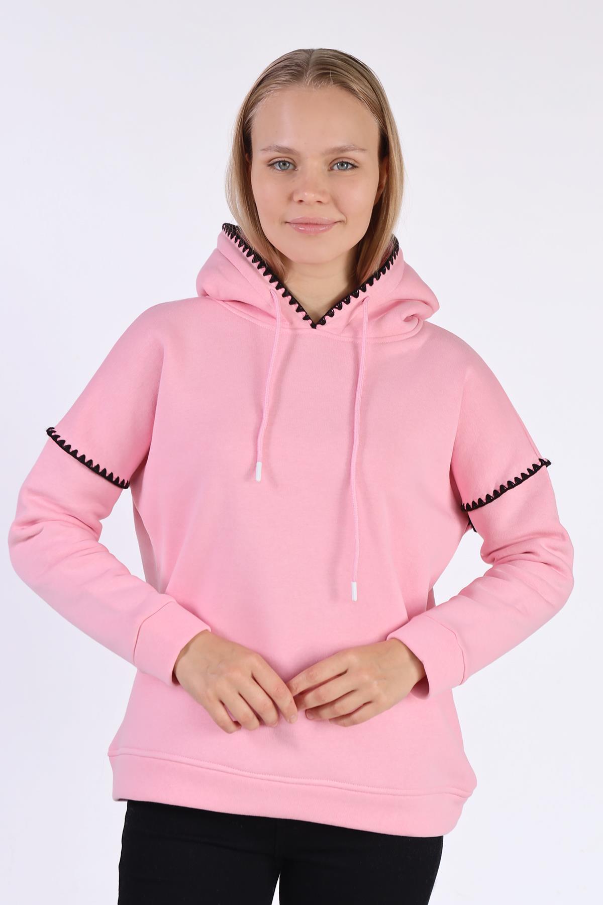 Pembe Kroşat Detay Sweat 9143M - 3