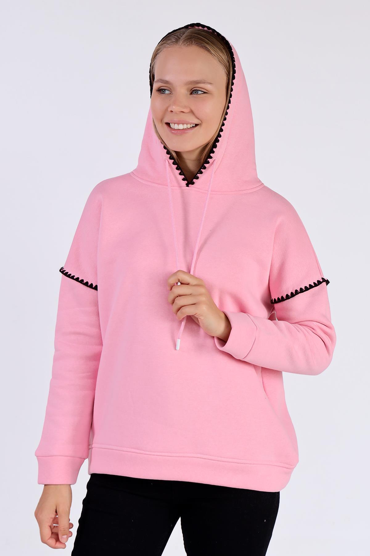 Pembe Kroşat Detay Sweat 9143M - 4