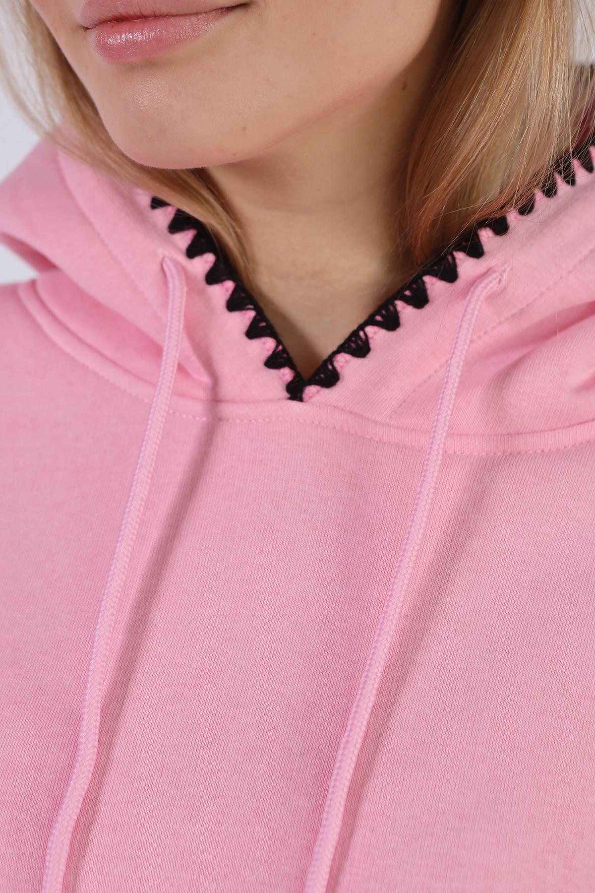 Pembe Kroşat Detay Sweat 9143M - 6