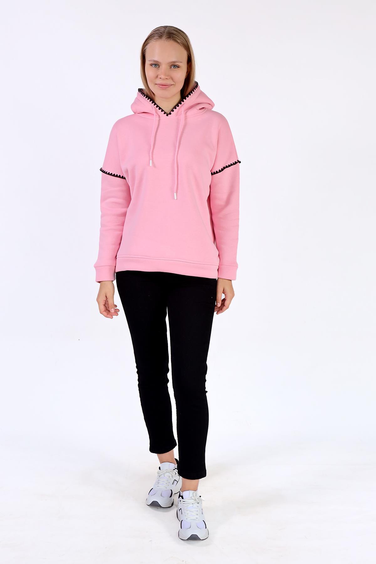 Pembe Kroşat Detay Sweat 9143M - 7